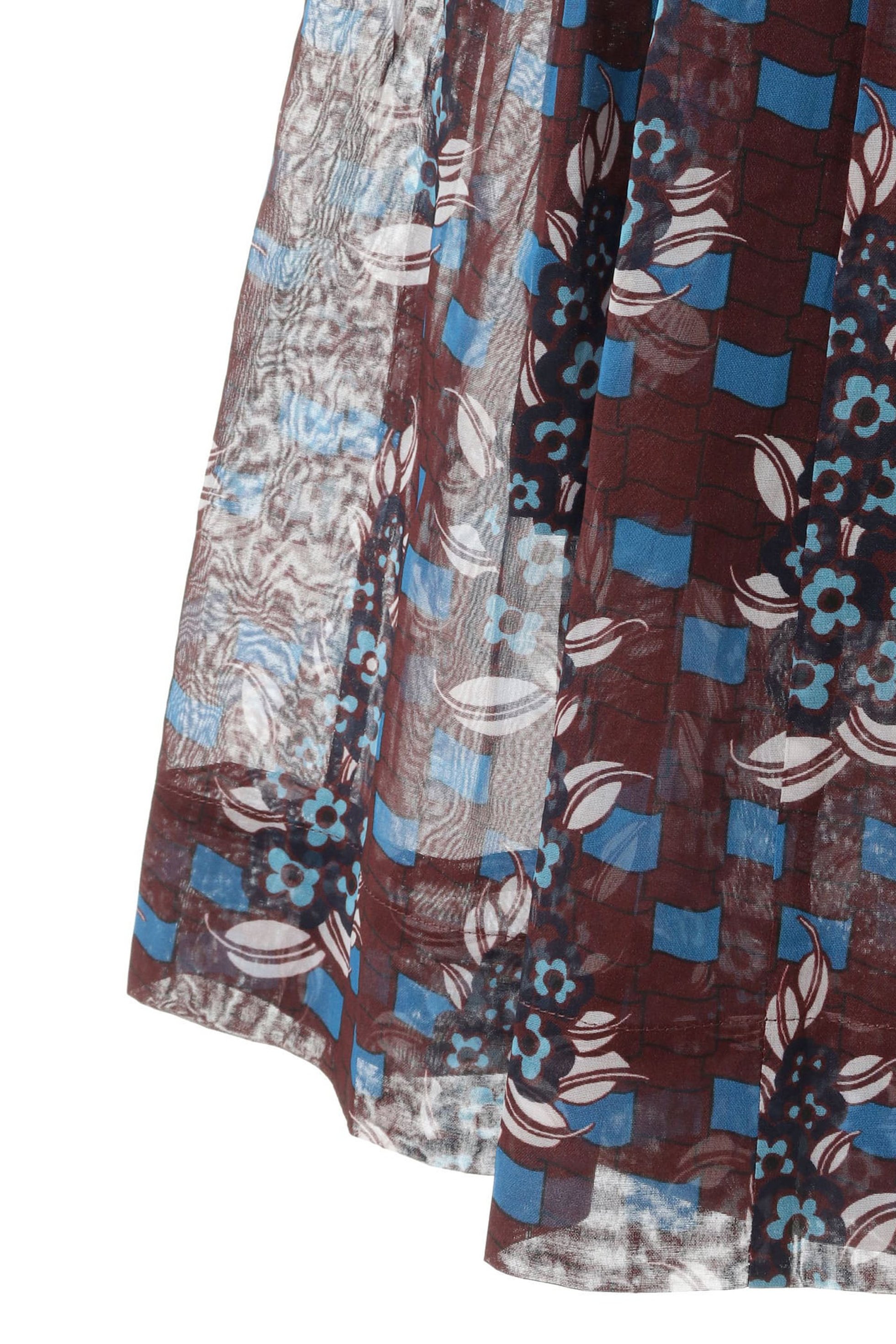 【マルティニーク/martinique】の【l heritage martinique】アールデコフラワープリントスカート 人気、トレンドファッション・服の通販 founy(ファニー) 　ファッション　Fashion　レディースファッション　Fashion for Women　スカート　Skirts　ロングスカート　Long Skirts / Maxi & Midi Skirts　オーガンジー　Organza Fabric　シアー　Sheer, See-Through　スタンダード　Standard, Basic　フレア　Flare, Flared　プリント　Print, Printed Pattern　ロング　Long, Long-Length　ヴィンテージ　Vintage Style　other-6|ID: prp329100004608421 ipo3291000000032938444