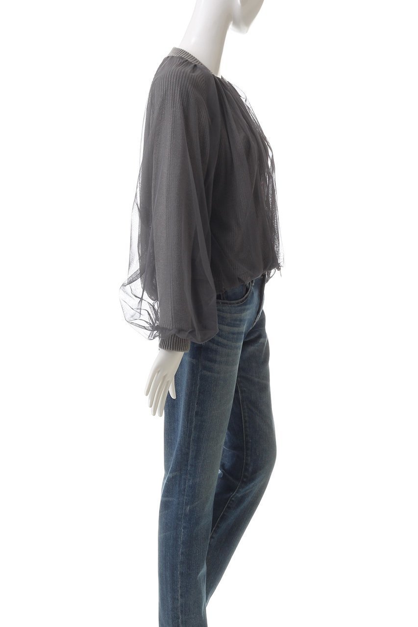 【マリリンムーン/MARILYN MOON】のチュールレイヤードバルーンニットブルゾン 人気、トレンドファッション・服の通販 founy(ファニー) 　ファッション　Fashion　レディースファッション　Fashion for Women　アウター　Coat / Outerwear Collection　レディースジャケット・軽アウター　Jackets　ブルゾンジャケット・スポーティアウター　Blouson Jackets　ギャザー　Gathered, Ruffled　コンパクト　Compact, Small Size　シアー　Sheer, See-Through　ジャケット　Jacket, Outerwear　チュール　Tulip, Tulip Motif　デニム　Denim, Jeans Material　バルーン　Balloon, Balloon Silhouette　ブルゾン　Blouson, Bomber Jacket　ミドル　Middle Length, Mid Height　モダン　Modern, Contemporary　畦　Ribbed Knit　other-3|ID: prp329100004608431 ipo3291000000034956718