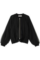 【マリリンムーン/MARILYN MOON】のチュールレイヤードバルーンニットブルゾン 人気、トレンドファッション・服の通販 founy(ファニー) ファッション Fashion レディースファッション Fashion for Women アウター Coat / Outerwear Collection レディースジャケット・軽アウター Jackets ブルゾンジャケット・スポーティアウター Blouson Jackets ギャザー Gathered, Ruffled コンパクト Compact, Small Size シアー Sheer, See-Through ジャケット Jacket, Outerwear チュール Tulip, Tulip Motif デニム Denim, Jeans Material バルーン Balloon, Balloon Silhouette ブルゾン Blouson, Bomber Jacket ミドル Middle Length, Mid Height モダン Modern, Contemporary 畦 Ribbed Knit |ID:prp329100004608431