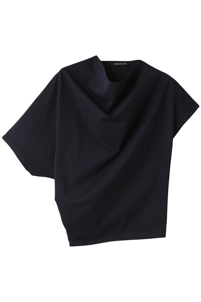 【ミズイロ インド/mizuiro ind】のasymmetry drape P/O プルオーバー インテリア・キッズ・メンズ・レディースファッション・服の通販 founy(ファニー) 　ファッション　Fashion　レディースファッション　Fashion for Women　トップス・カットソー　Cut & Sew Tops　シャツ・ブラウス・オフィスカジュアル　Elegant Blouses & Button-Ups　ロングTシャツ・Tシャツ　Longline T-Shirts & Tees　カジュアルプルオーバー・ニットトップス　Pullovers & Knit Tops / Casual Pullovers　カットソー・ベーシックTシャツ　Cut-and-Sewn Tops / Stretch Tees & Basics　アシンメトリー　Asymmetrical Style　コンパクト　Compact, Small Size　ショート　Short, Short Length　スリーブ　Sleeve, Long Sleeve / Short Sleeve　ドレープ　Drape, Draping Fabric　無地　Plain, Solid Color　navy|ID: prp329100004608438 ipo3291000000032938734