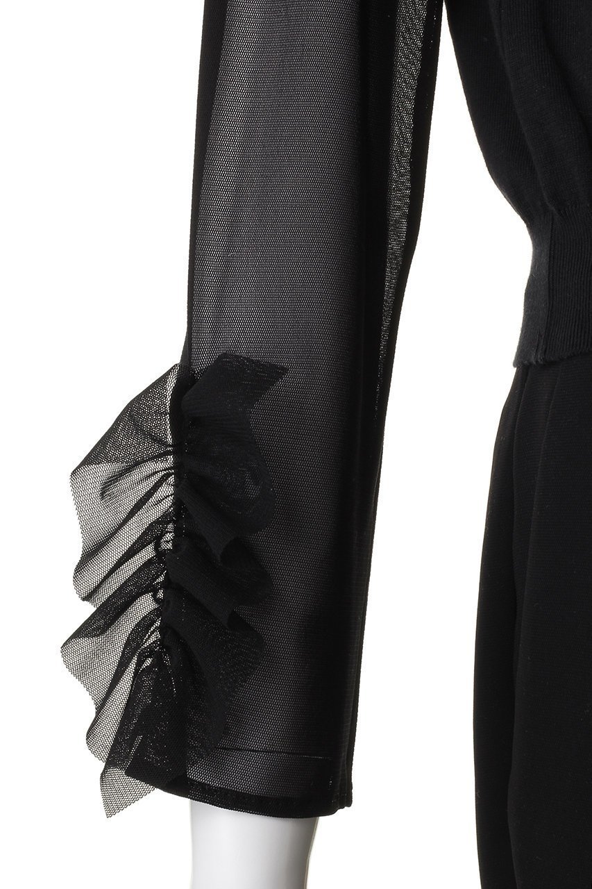 【デザイン ワークス/DESIGN WORKS】の【BEAUVET】 チュールネットプルオーバー 人気、トレンドファッション・服の通販 founy(ファニー) 　ファッション　Fashion　レディースファッション　Fashion for Women　トップス・カットソー　Cut & Sew Tops　シャツ・ブラウス・オフィスカジュアル　Elegant Blouses & Button-Ups　ロングTシャツ・Tシャツ　Longline T-Shirts & Tees　カジュアルプルオーバー・ニットトップス　Pullovers & Knit Tops / Casual Pullovers　カットソー・ベーシックTシャツ　Cut-and-Sewn Tops / Stretch Tees & Basics　シアー　Sheer, See-Through　ショート　Short, Short Length　スリーブ　Sleeve, Long Sleeve / Short Sleeve　チュール　Tulip, Tulip Motif　デニム　Denim, Jeans Material　フェミニン　Feminine, Girly　フリル　Frill, Ruffle　ロング　Long, Long-Length　エレガント 上品　Elegant　other-6|ID: prp329100004608469 ipo3291000000035907953