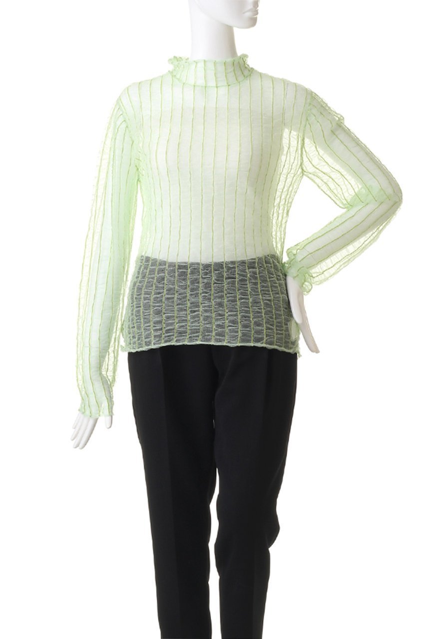【メゾンスペシャル/MAISON SPECIAL】のShirring Stripe Sheer Knitwear/シャーリングストライプシアーニット 人気、トレンドファッション・服の通販 founy(ファニー) 　ファッション　Fashion　レディースファッション　Fashion for Women　トップス・カットソー　Cut & Sew Tops　ニット　Knit Tops & Sweaters　カジュアルプルオーバー・ニットトップス　Pullovers & Knit Tops / Casual Pullovers　アクセサリー　Fashion Accessories　インナー　Innerwear　オケージョン　Occasion Wear　シャーリング　Shirring, Ruched　ストライプ　Stripe, Striped Pattern　ハイネック　High Neck, Mock Neck　夏　Summer　other-2|ID: prp329100004608477 ipo3291000000035067884