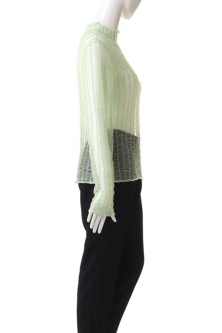 【メゾンスペシャル/MAISON SPECIAL】のShirring Stripe Sheer Knitwear/シャーリングストライプシアーニット 人気、トレンドファッション・服の通販 founy(ファニー) 　ファッション　Fashion　レディースファッション　Fashion for Women　トップス・カットソー　Cut & Sew Tops　ニット　Knit Tops & Sweaters　カジュアルプルオーバー・ニットトップス　Pullovers & Knit Tops / Casual Pullovers　アクセサリー　Fashion Accessories　インナー　Innerwear　オケージョン　Occasion Wear　シャーリング　Shirring, Ruched　ストライプ　Stripe, Striped Pattern　ハイネック　High Neck, Mock Neck　夏　Summer　other-3|ID: prp329100004608477 ipo3291000000035067885