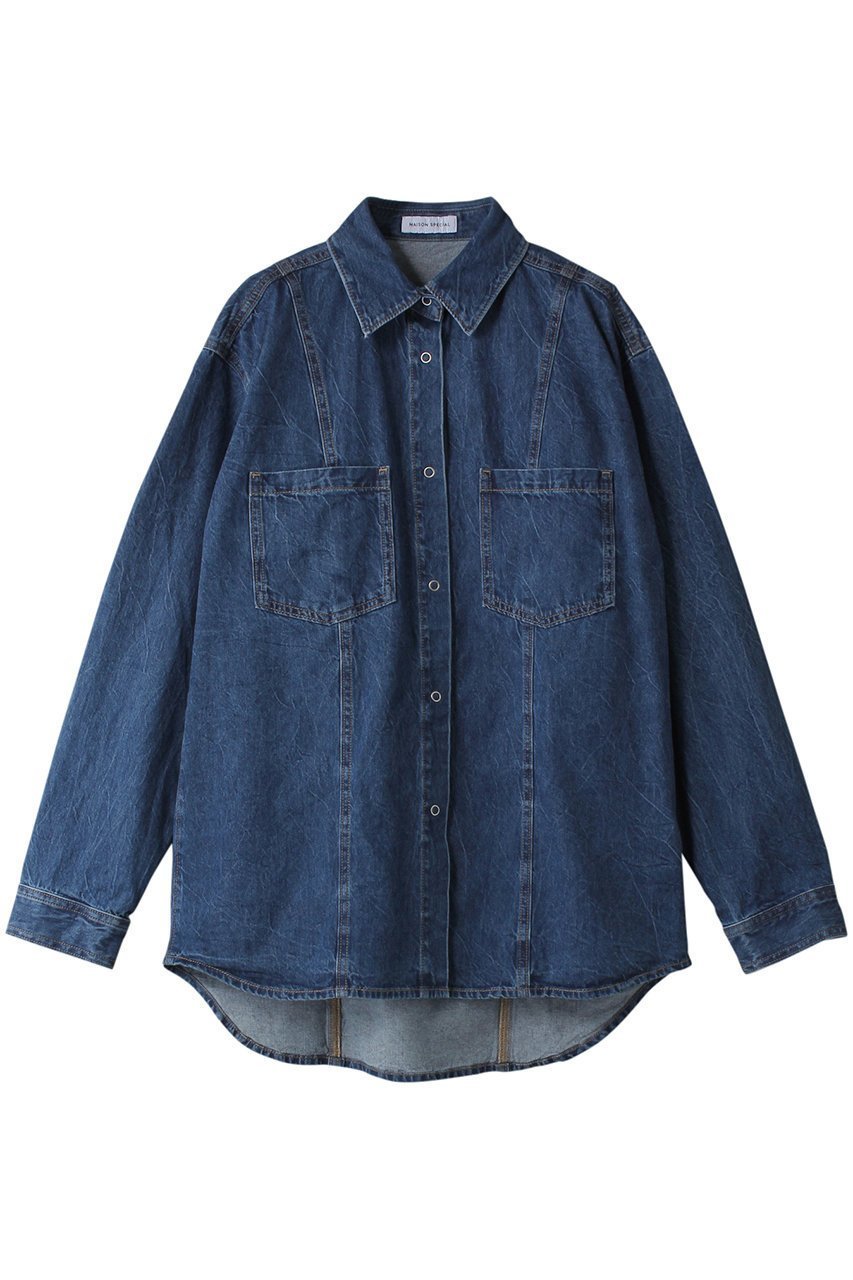 【メゾンスペシャル/MAISON SPECIAL】のバックストラップデニムシャツ インテリア・キッズ・メンズ・レディースファッション・服の通販 founy(ファニー) 　ファッション　Fashion　レディースファッション　Fashion for Women　トップス・カットソー　Cut & Sew Tops　シャツ・ブラウス・オフィスカジュアル　Elegant Blouses & Button-Ups　バッグ　Bags　インナー　Innerwear　スリーブ　Sleeve, Long Sleeve / Short Sleeve　タッセル　Tassel, Fringe　デニム　Denim, Jeans Material　ランダム　Random, Irregular　リボン　Ribbon, Bow　リラックス　Relax, Relaxed Fit　ロング　Long, Long-Length　BLU(ブルー)|ID: prp329100004608489 ipo3291000000032940828