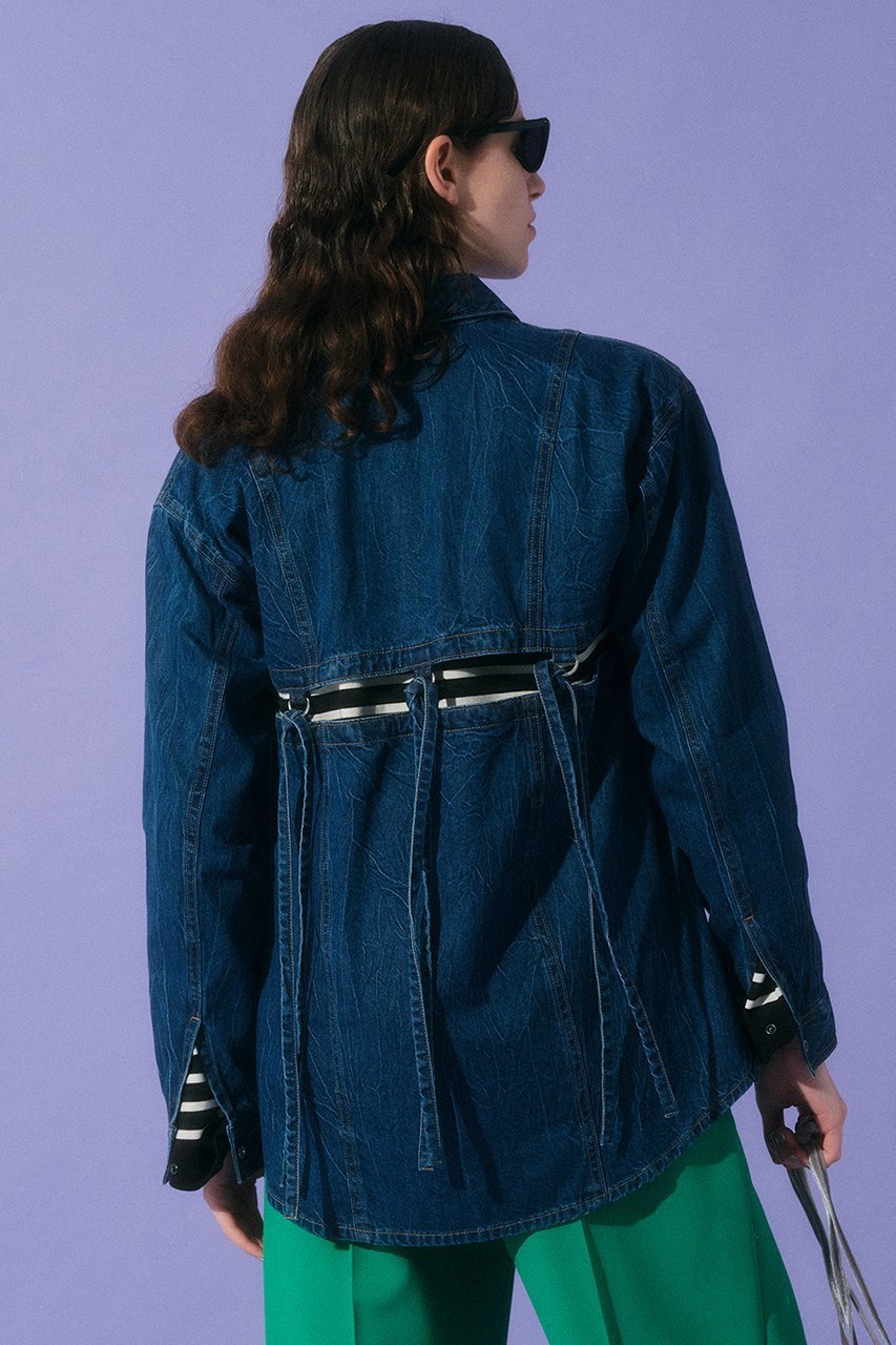 【メゾンスペシャル/MAISON SPECIAL】のバックストラップデニムシャツ 人気、トレンドファッション・服の通販 founy(ファニー) 　ファッション　Fashion　レディースファッション　Fashion for Women　トップス・カットソー　Cut & Sew Tops　シャツ・ブラウス・オフィスカジュアル　Elegant Blouses & Button-Ups　バッグ　Bags　インナー　Innerwear　スリーブ　Sleeve, Long Sleeve / Short Sleeve　タッセル　Tassel, Fringe　デニム　Denim, Jeans Material　ランダム　Random, Irregular　リボン　Ribbon, Bow　リラックス　Relax, Relaxed Fit　ロング　Long, Long-Length　other-7|ID: prp329100004608489 ipo3291000000032940885