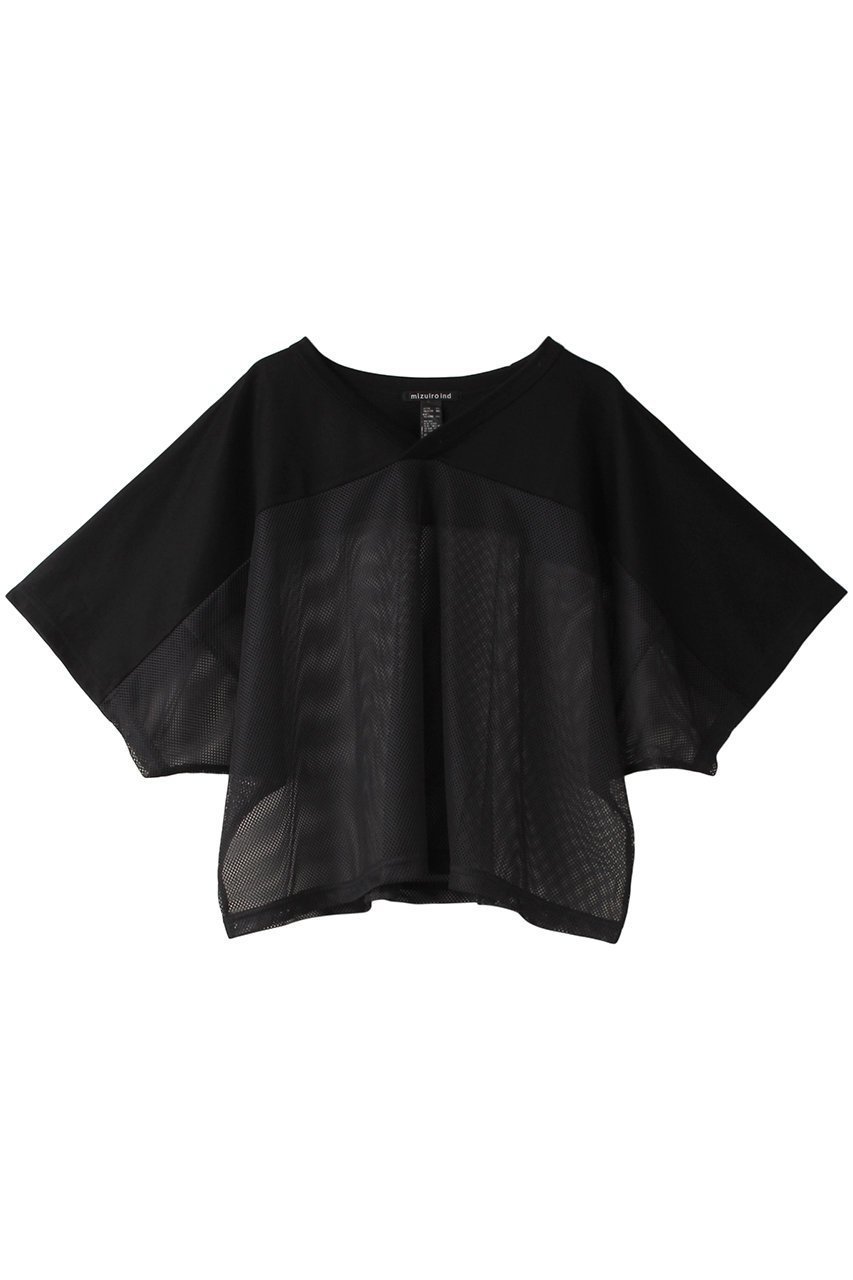 【ミズイロ インド/mizuiro ind】のmesh rugby T Tシャツ インテリア・キッズ・メンズ・レディースファッション・服の通販 founy(ファニー) 　ファッション　Fashion　レディースファッション　Fashion for Women　トップス・カットソー　Cut & Sew Tops　シャツ・ブラウス・オフィスカジュアル　Elegant Blouses & Button-Ups　ロングTシャツ・Tシャツ　Longline T-Shirts & Tees　カットソー・ベーシックTシャツ　Cut-and-Sewn Tops / Stretch Tees & Basics　ショート　Short, Short Length　スリーブ　Sleeve, Long Sleeve / Short Sleeve　フレア　Flare, Flared　メッシュ　Mesh, Net Fabric　半袖　Short Sleeve, Half Sleeve　夏　Summer　春　Spring　S/S・春夏　SS, Spring/Summer, Warm Season　black|ID: prp329100004608494 ipo3291000000032941071