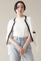 【マルティニーク/martinique】のエッセンシャルコットンカーディガン(アンサンブル可) オフ×ネイビー|ID: prp329100004608499 ipo3291000000032941194