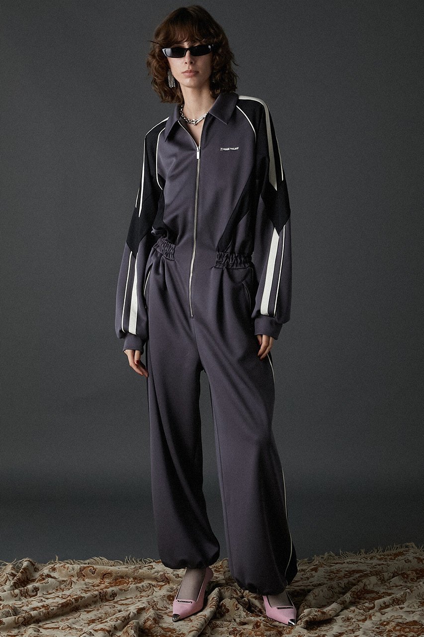 【プランク プロジェクト/PRANK PROJECT】のジャージオールインワン / Jersey All In One インテリア・キッズ・メンズ・レディースファッション・服の通販 founy(ファニー) ファッション Fashion レディースファッション Fashion for Women パンツ Pants & Trousers おすすめ Recommended / Our Picks ストライプ Stripe, Striped Pattern ルーズ Loose, Oversized 切替 Switching, Contrast Panel 軽量 Lightweight, Ultra Light GRY(グレー)|ID: prp329100004608501 ipo3291000000034423224