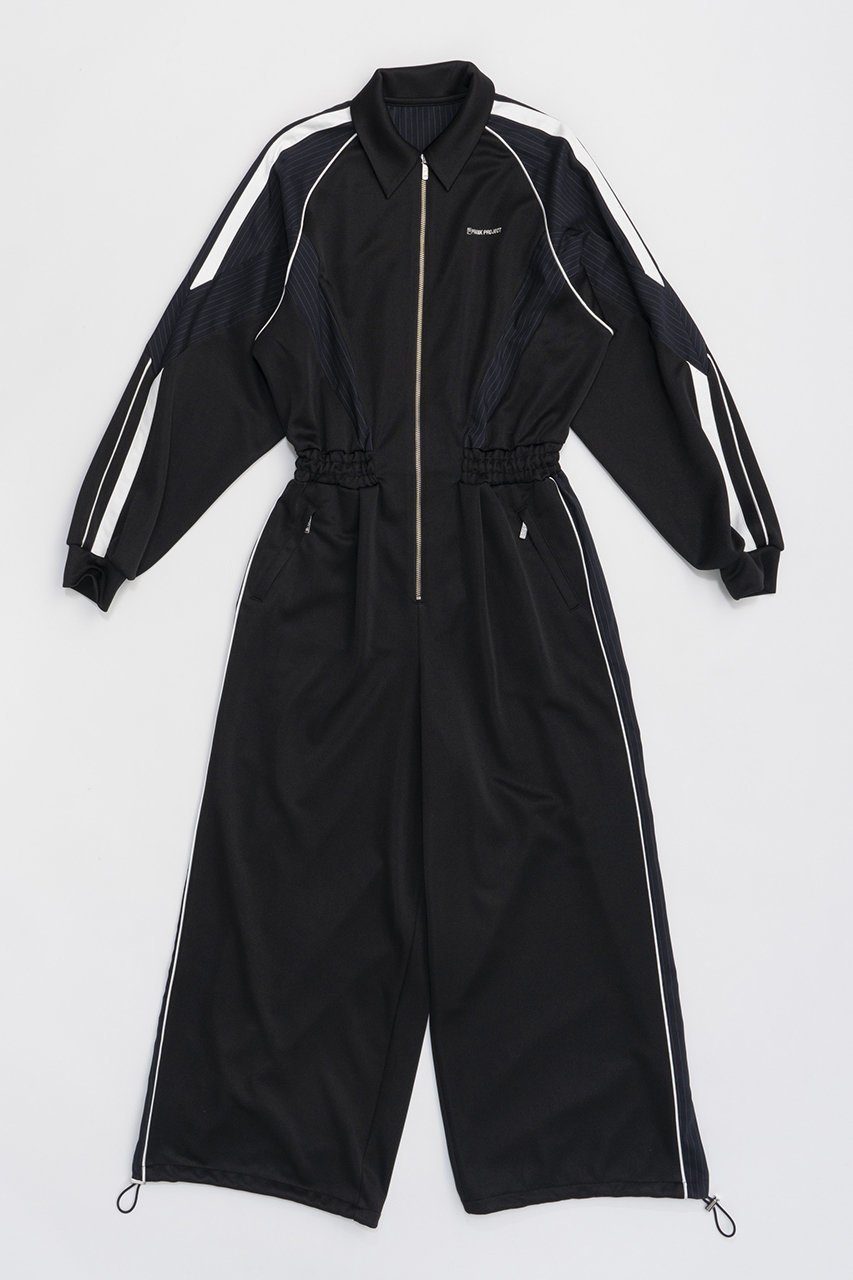 【プランク プロジェクト/PRANK PROJECT】のジャージオールインワン / Jersey All In One インテリア・キッズ・メンズ・レディースファッション・服の通販 founy(ファニー) ファッション Fashion レディースファッション Fashion for Women パンツ Pants & Trousers おすすめ Recommended / Our Picks ストライプ Stripe, Striped Pattern ルーズ Loose, Oversized 切替 Switching, Contrast Panel 軽量 Lightweight, Ultra Light BLK(ブラック)|ID: prp329100004608501 ipo3291000000034423225