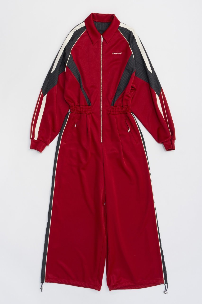 【プランク プロジェクト/PRANK PROJECT】のジャージオールインワン / Jersey All In One インテリア・キッズ・メンズ・レディースファッション・服の通販 founy(ファニー) ファッション Fashion レディースファッション Fashion for Women パンツ Pants & Trousers おすすめ Recommended / Our Picks ストライプ Stripe, Striped Pattern ルーズ Loose, Oversized 切替 Switching, Contrast Panel 軽量 Lightweight, Ultra Light RED(レッド)|ID: prp329100004608501 ipo3291000000034423226