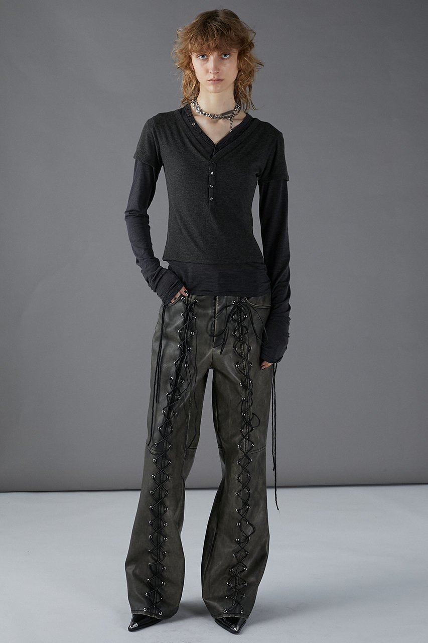 【プランク プロジェクト/PRANK PROJECT】のレースアップヴィーガンレザーパンツ / Lace-Up Vegan Leather Pants 人気、トレンドファッション・服の通販 founy(ファニー) 　ファッション　Fashion　レディースファッション　Fashion for Women　パンツ　Pants & Trousers　おすすめ　Recommended / Our Picks　シンプル　Simple, Minimal　チュニック　Tunic, Long Top　冬　Winter / This Winter　other-2|ID: prp329100004608508 ipo3291000000032941415