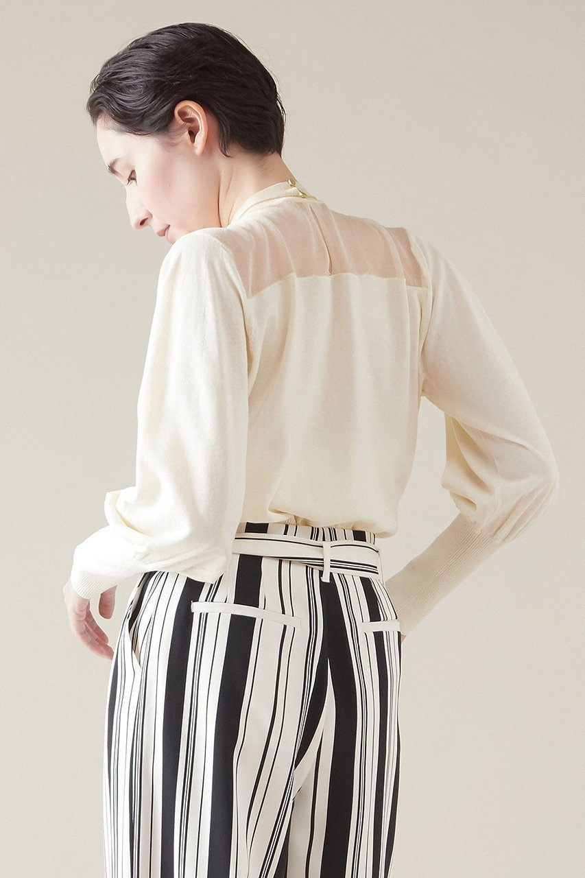 【マルティニーク/martinique】のコントラストプルオーバー 人気、トレンドファッション・服の通販 founy(ファニー) 　ファッション　Fashion　レディースファッション　Fashion for Women　トップス・カットソー　Cut & Sew Tops　ニット　Knit Tops & Sweaters　カジュアルプルオーバー・ニットトップス　Pullovers & Knit Tops / Casual Pullovers　シアー　Sheer, See-Through　ハイネック　High Neck, Mock Neck　夏　Summer　other-3|ID: prp329100004608512 ipo3291000000035042267