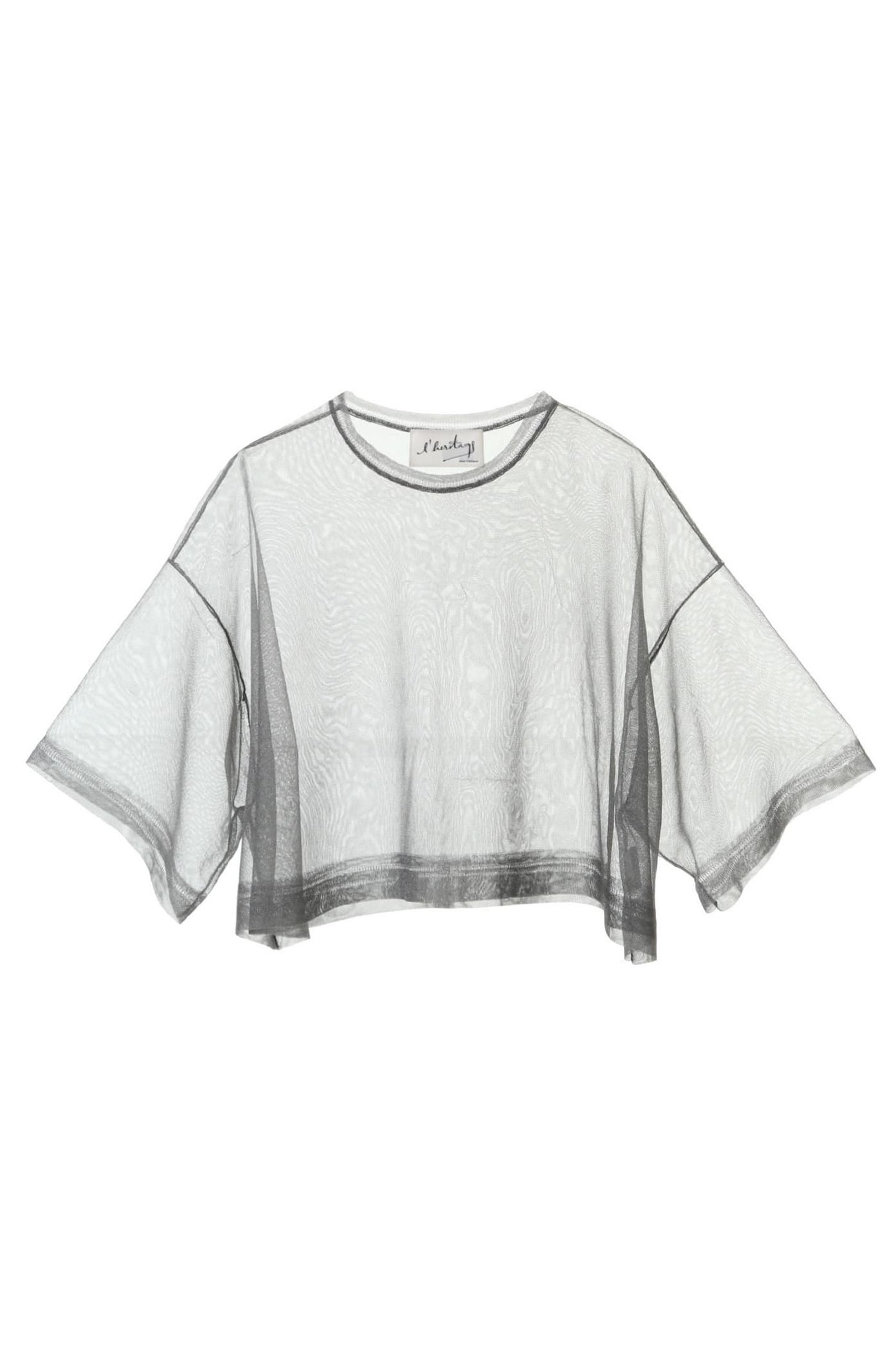 【マルティニーク/martinique】の【l heritage martinique】ポリエステルシアーショートTee インテリア・キッズ・メンズ・レディースファッション・服の通販 founy(ファニー) 　ファッション　Fashion　レディースファッション　Fashion for Women　トップス・カットソー　Cut & Sew Tops　ニット　Knit Tops & Sweaters　カジュアルプルオーバー・ニットトップス　Pullovers & Knit Tops / Casual Pullovers　イタリア　Italy　ショート　Short, Short Length　スタンダード　Standard, Basic　バランス　Balance, Style Balance　メタリック　Metallic, Shiny Finish　ヴィンテージ　Vintage Style　シルバー|ID: prp329100004608568 ipo3291000000032943375