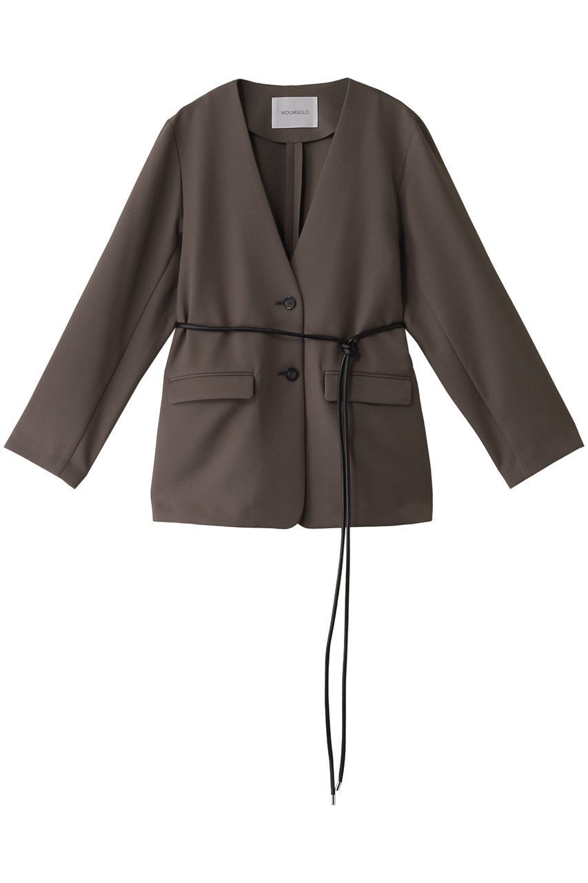 【ミディウミソリッド/MIDIUMISOLID】のno collar JK with belt ジャケット インテリア・キッズ・メンズ・レディースファッション・服の通販 founy(ファニー) 　ファッション　Fashion　レディースファッション　Fashion for Women　アウター　Coat / Outerwear Collection　レディースジャケット・軽アウター　Jackets　シンプル　Simple, Minimal　ジャケット　Jacket, Outerwear　brown|ID: prp329100004608571 ipo3291000000034969939