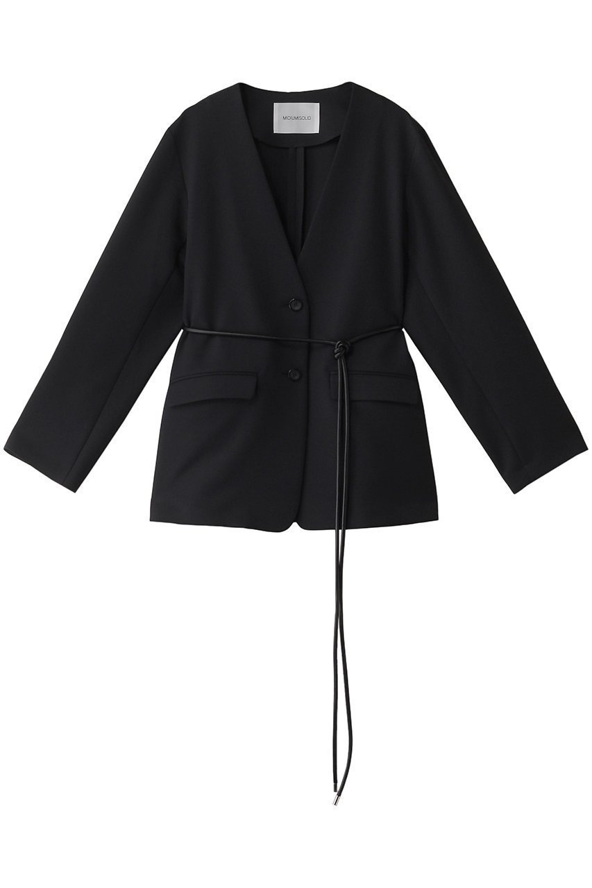 【ミディウミソリッド/MIDIUMISOLID】のno collar JK with belt ジャケット インテリア・キッズ・メンズ・レディースファッション・服の通販 founy(ファニー) 　ファッション　Fashion　レディースファッション　Fashion for Women　アウター　Coat / Outerwear Collection　レディースジャケット・軽アウター　Jackets　シンプル　Simple, Minimal　ジャケット　Jacket, Outerwear　black|ID: prp329100004608571 ipo3291000000034969940