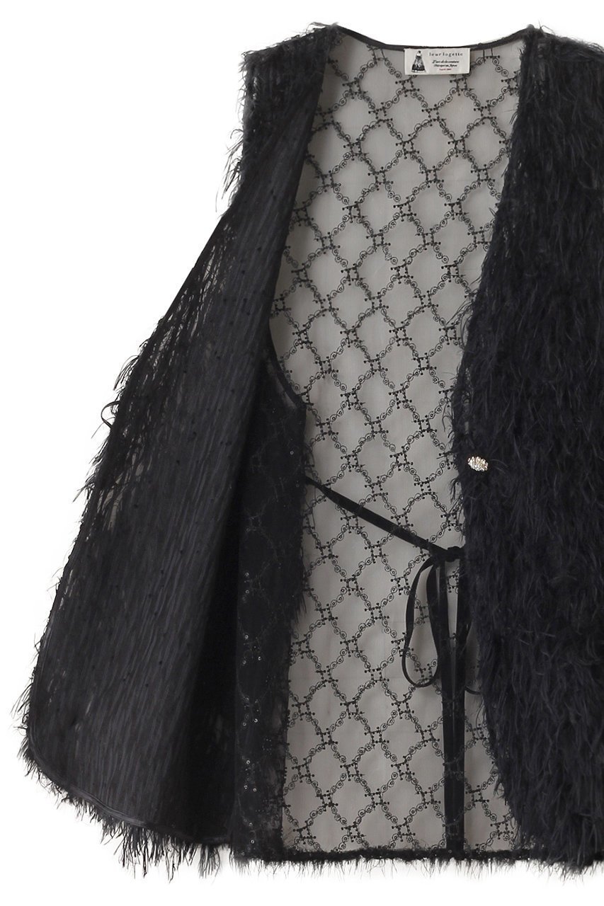 【ルール ロジェット/leur logette】のカットジャカードベスト 人気、トレンドファッション・服の通販 founy(ファニー) 　ファッション　Fashion　レディースファッション　Fashion for Women　アウター　Coat / Outerwear Collection　レディースジャケット・軽アウター　Jackets　ジャカード／ジャガード　Jacquard, Woven Pattern　ジャケット　Jacket, Outerwear　スパンコール　Sequins, Sequin Embellishment　チュール　Tulip, Tulip Motif　フェザー　Feather, Feather Detail　ベスト　Vest, Waistcoat　other-6|ID: prp329100004608606 ipo3291000000032944593