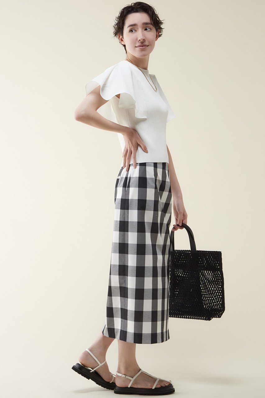 【マルティニーク/martinique】のサイドスリットタイトスカート 人気、トレンドファッション・服の通販 founy(ファニー) 　ファッション　Fashion　レディースファッション　Fashion for Women　スカート　Skirts　ギンガム　Gingham, Gingham Fabric　シャンタン　Shantung, Silk-Like Fabric　シルク　Silk, 100% Silk　シンプル　Simple, Minimal　チェック　Check, Plaid, Tartan　モノトーン　Monotone, Black and White　other-4|ID: prp329100004608614 ipo3291000000032944933