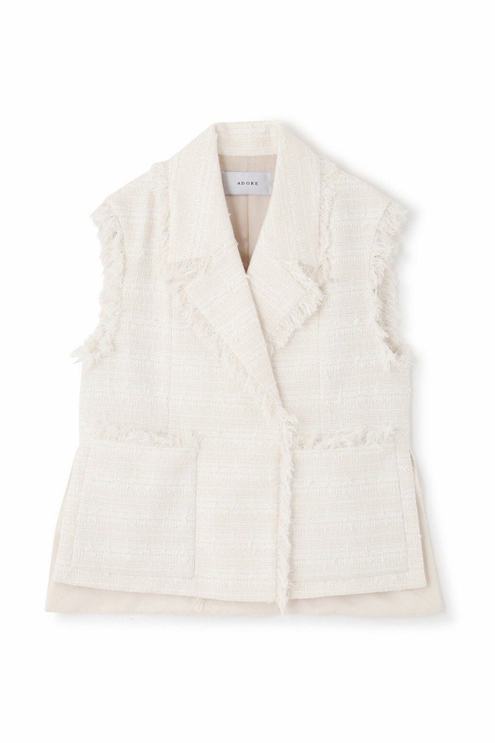 【アドーア/ADORE】のテープヤーンツィードジレ インテリア・キッズ・メンズ・レディースファッション・服の通販 founy(ファニー) https://founy.com/ ファッション Fashion レディースファッション Fashion for Women アウター Coat / Outerwear Collection レディースジャケット・軽アウター Jackets おすすめ Recommended / Our Picks ジャケット Jacket, Outerwear セットアップ Set-Up, Coordinated Outfit ツイード Twill, Twill Weave ベスト Vest, Waistcoat 再入荷 Restock / Back in Stock |ID: prp329100004608621 ipo3291000000034989114