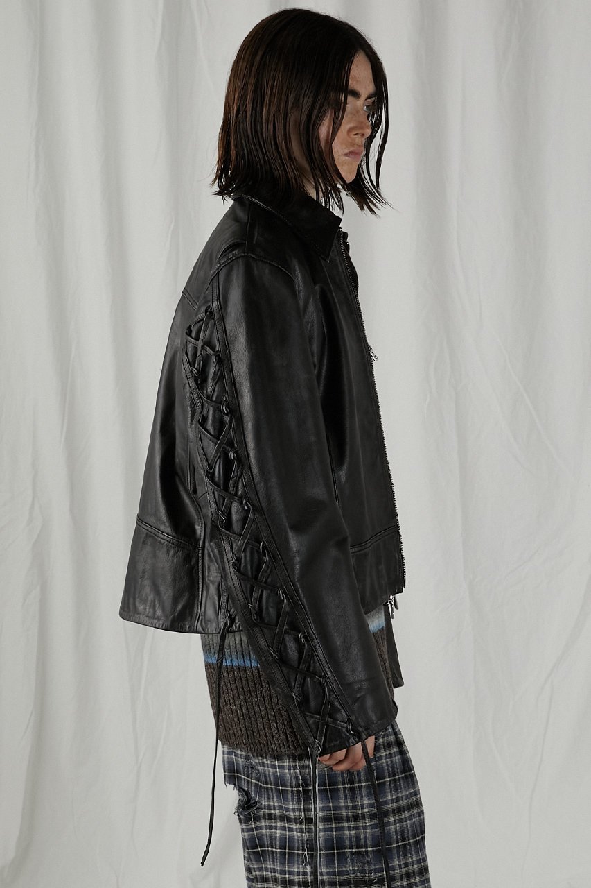 【プランク プロジェクト/PRANK PROJECT】のレースアップレザーブルゾン / Lace-Up Leather Blouson 人気、トレンドファッション・服の通販 founy(ファニー) 　ファッション　Fashion　レディースファッション　Fashion for Women　アウター　Coat / Outerwear Collection　レディースジャケット・軽アウター　Jackets　ブルゾンジャケット・スポーティアウター　Blouson Jackets　おすすめ　Recommended / Our Picks　ジャケット　Jacket, Outerwear　スリーブ　Sleeve, Long Sleeve / Short Sleeve　チュール　Tulip, Tulip Motif　フィット　Fit, Slim Fit　ブルゾン　Blouson, Bomber Jacket　ボックス　Boxy, Box Shape　レース　Lace, Lace Fabric　other-8|ID: prp329100004608626 ipo3291000000035065482