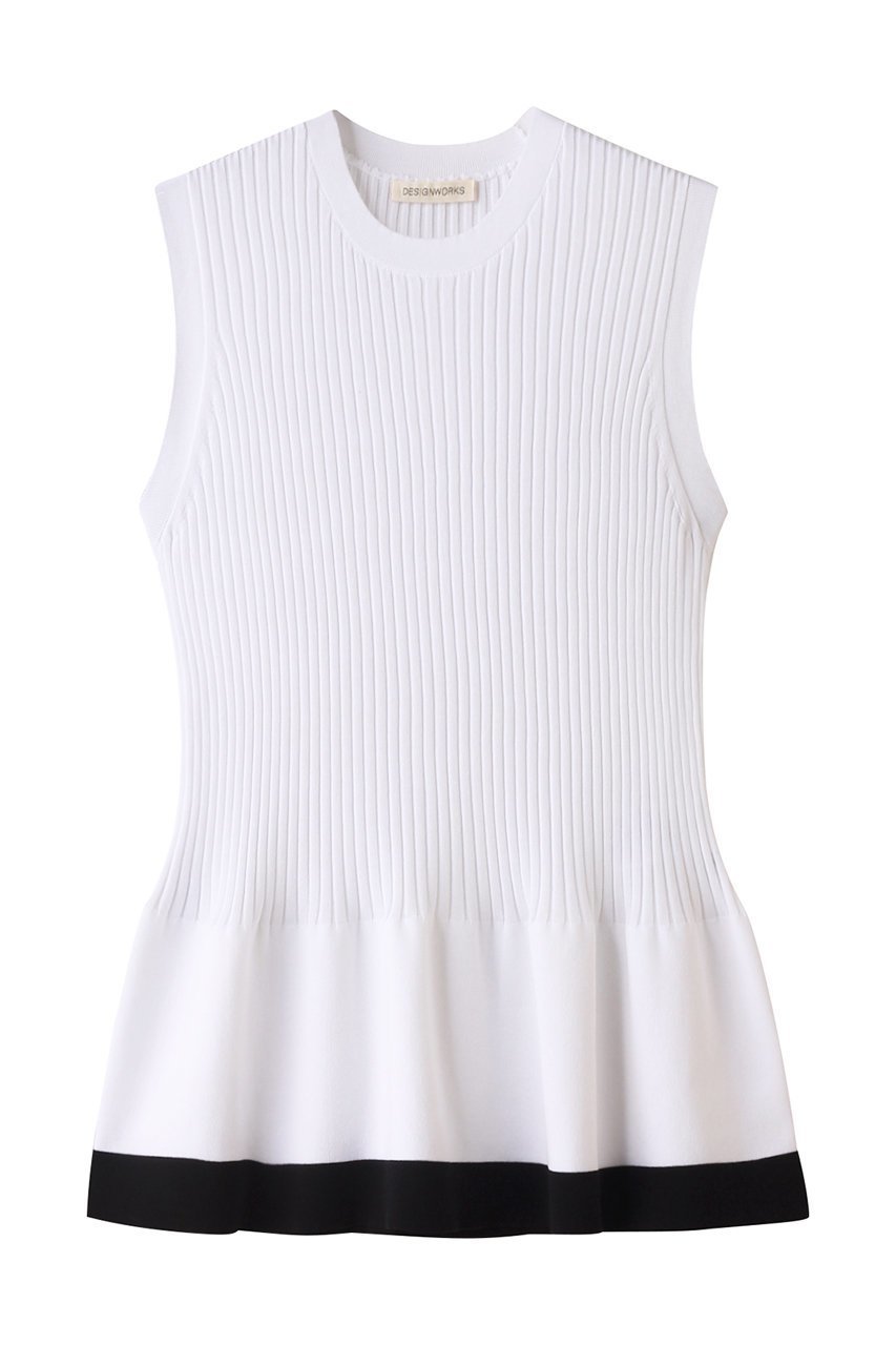 【デザイン ワークス/DESIGN WORKS】のリブペプラムプルオーバー インテリア・キッズ・メンズ・レディースファッション・服の通販 founy(ファニー) 　ファッション　Fashion　レディースファッション　Fashion for Women　トップス・カットソー　Cut & Sew Tops　ニット　Knit Tops & Sweaters　カジュアルプルオーバー・ニットトップス　Pullovers & Knit Tops / Casual Pullovers　インナー　Innerwear　スリム　Slim, Slim Fit　フィット　Fit, Slim Fit　フレア　Flare, Flared　ペプラム　Peplum, Flared Hem　ホワイト|ID: prp329100004608632 ipo3291000000034957428