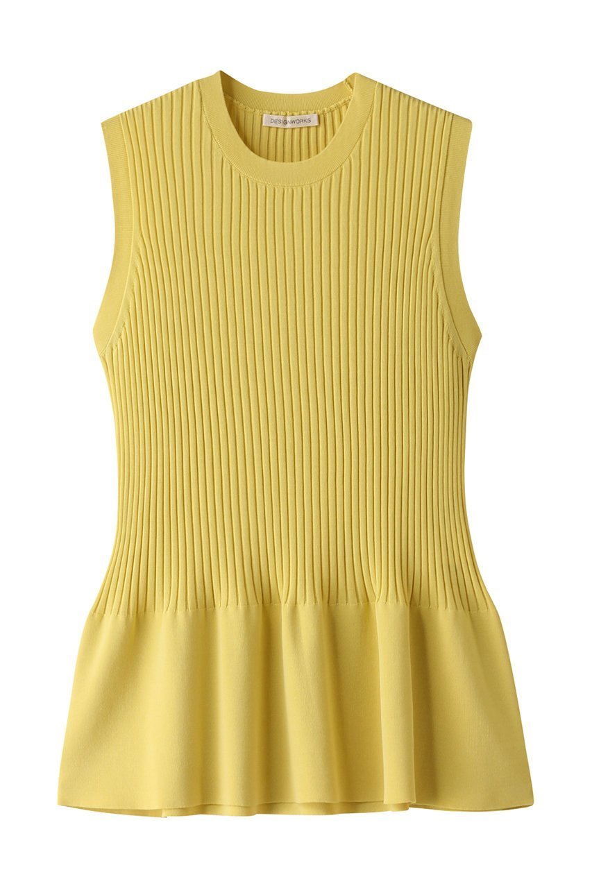 【デザイン ワークス/DESIGN WORKS】のリブペプラムプルオーバー インテリア・キッズ・メンズ・レディースファッション・服の通販 founy(ファニー) 　ファッション　Fashion　レディースファッション　Fashion for Women　トップス・カットソー　Cut & Sew Tops　ニット　Knit Tops & Sweaters　カジュアルプルオーバー・ニットトップス　Pullovers & Knit Tops / Casual Pullovers　インナー　Innerwear　スリム　Slim, Slim Fit　フィット　Fit, Slim Fit　フレア　Flare, Flared　ペプラム　Peplum, Flared Hem　イエロー|ID: prp329100004608632 ipo3291000000034957429