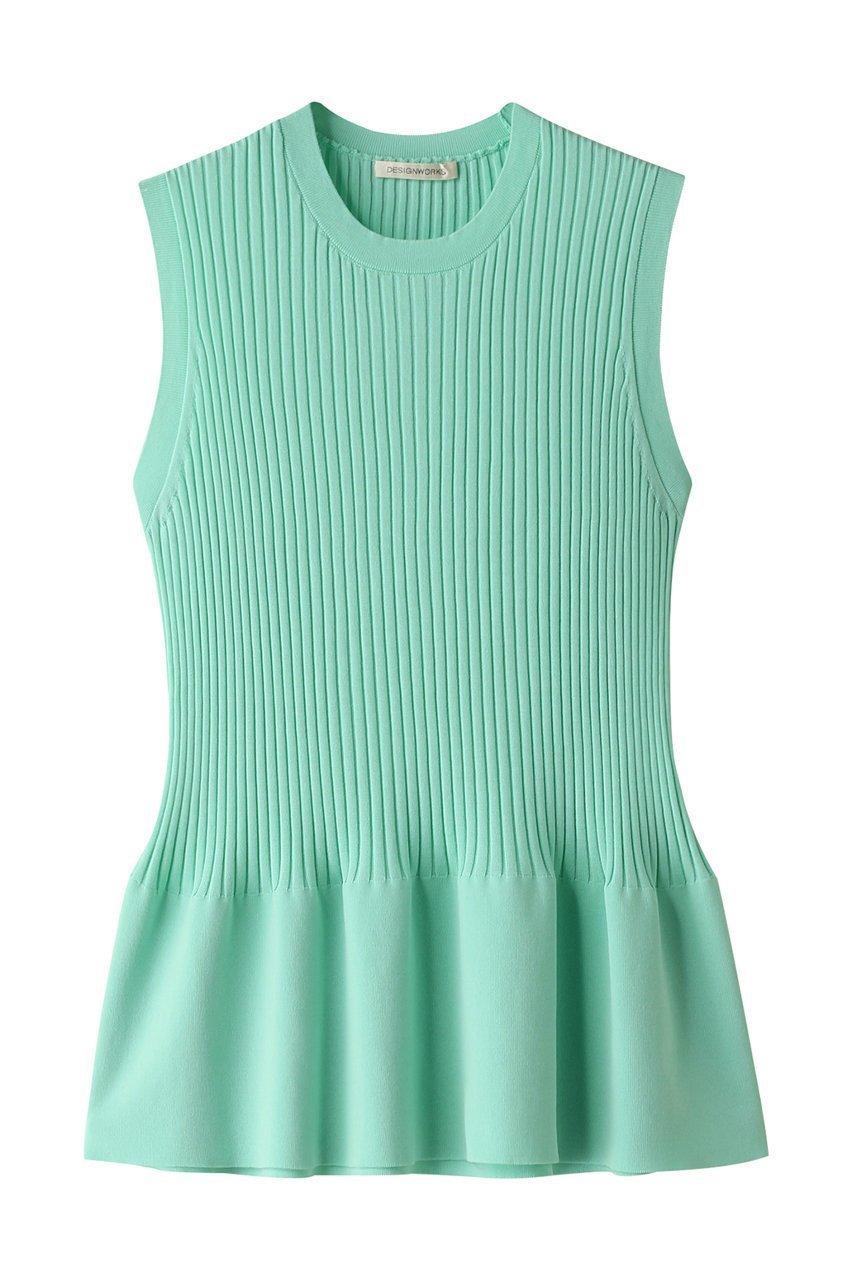 【デザイン ワークス/DESIGN WORKS】のリブペプラムプルオーバー インテリア・キッズ・メンズ・レディースファッション・服の通販 founy(ファニー) 　ファッション　Fashion　レディースファッション　Fashion for Women　トップス・カットソー　Cut & Sew Tops　ニット　Knit Tops & Sweaters　カジュアルプルオーバー・ニットトップス　Pullovers & Knit Tops / Casual Pullovers　インナー　Innerwear　スリム　Slim, Slim Fit　フィット　Fit, Slim Fit　フレア　Flare, Flared　ペプラム　Peplum, Flared Hem　グリーン|ID: prp329100004608632 ipo3291000000034957430