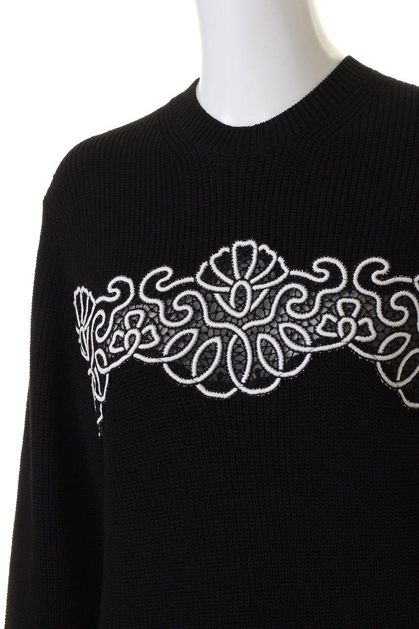 【デザイン ワークス/DESIGN WORKS】のレースコンビニットプルオーバー 人気、トレンドファッション・服の通販 founy(ファニー) 　ファッション　Fashion　レディースファッション　Fashion for Women　トップス・カットソー　Cut & Sew Tops　ニット　Knit Tops & Sweaters　カジュアルプルオーバー・ニットトップス　Pullovers & Knit Tops / Casual Pullovers　コンパクト　Compact, Small Size　シアー　Sheer, See-Through　メッシュ　Mesh, Net Fabric　モチーフ　Motif, Design Theme　モノトーン　Monotone, Black and White　エレガント 上品　Elegant　other-5|ID: prp329100004608673 ipo3291000000032946776