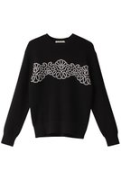 【デザイン ワークス/DESIGN WORKS】のレースコンビニットプルオーバー 人気、トレンドファッション・服の通販 founy(ファニー) ファッション Fashion レディースファッション Fashion for Women トップス・カットソー Cut & Sew Tops ニット Knit Tops & Sweaters カジュアルプルオーバー・ニットトップス Pullovers & Knit Tops / Casual Pullovers コンパクト Compact, Small Size シアー Sheer, See-Through メッシュ Mesh, Net Fabric モチーフ Motif, Design Theme モノトーン Monotone, Black and White エレガント 上品 Elegant |ID:prp329100004608673