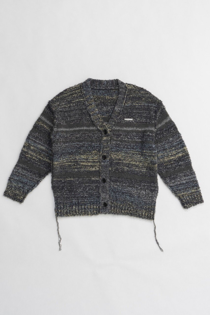 【プランク プロジェクト/PRANK PROJECT】のカスリボーダーニットカーディガン/Blur Border Knit Cardigan インテリア・キッズ・メンズ・レディースファッション・服の通販 founy(ファニー) 　ファッション　Fashion　レディースファッション　Fashion for Women　トップス・カットソー　Cut & Sew Tops　ニット　Knit Tops & Sweaters　カーディガン・羽織り　Layered Style Cardigans　おすすめ　Recommended / Our Picks　カーディガン　Cardigan, Knitwear　ハーフ　Half, Half-Length　無地　Plain, Solid Color　BLU(ブルー)|ID: prp329100004608674 ipo3291000000032946756