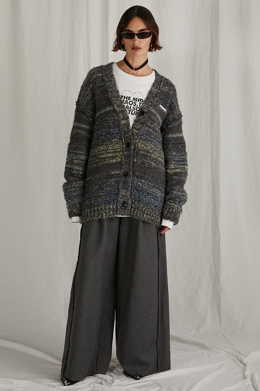 【プランク プロジェクト/PRANK PROJECT】のカスリボーダーニットカーディガン/Blur Border Knit Cardigan 人気、トレンドファッション・服の通販 founy(ファニー) 　ファッション　Fashion　レディースファッション　Fashion for Women　トップス・カットソー　Cut & Sew Tops　ニット　Knit Tops & Sweaters　カーディガン・羽織り　Layered Style Cardigans　おすすめ　Recommended / Our Picks　カーディガン　Cardigan, Knitwear　ハーフ　Half, Half-Length　無地　Plain, Solid Color　other-8|ID: prp329100004608674 ipo3291000000032946813