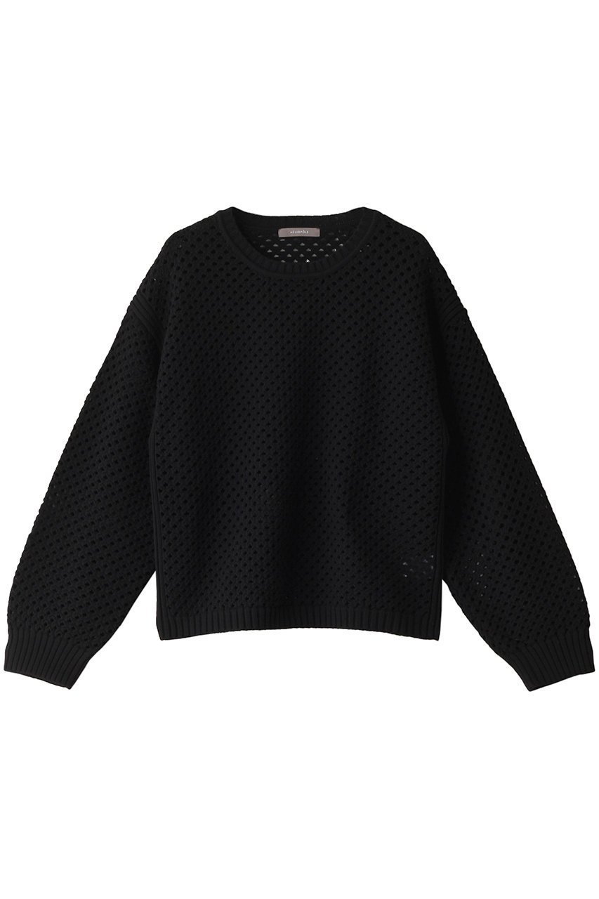 【エリオポール/heliopole】のアイレットクルーネックニット インテリア・キッズ・メンズ・レディースファッション・服の通販 founy(ファニー) 　ファッション　Fashion　レディースファッション　Fashion for Women　トップス・カットソー　Cut & Sew Tops　ニット　Knit Tops & Sweaters　カジュアルプルオーバー・ニットトップス　Pullovers & Knit Tops / Casual Pullovers　アイレット　Eyelet Lace　ブラック|ID: prp329100004608691 ipo3291000000032947083