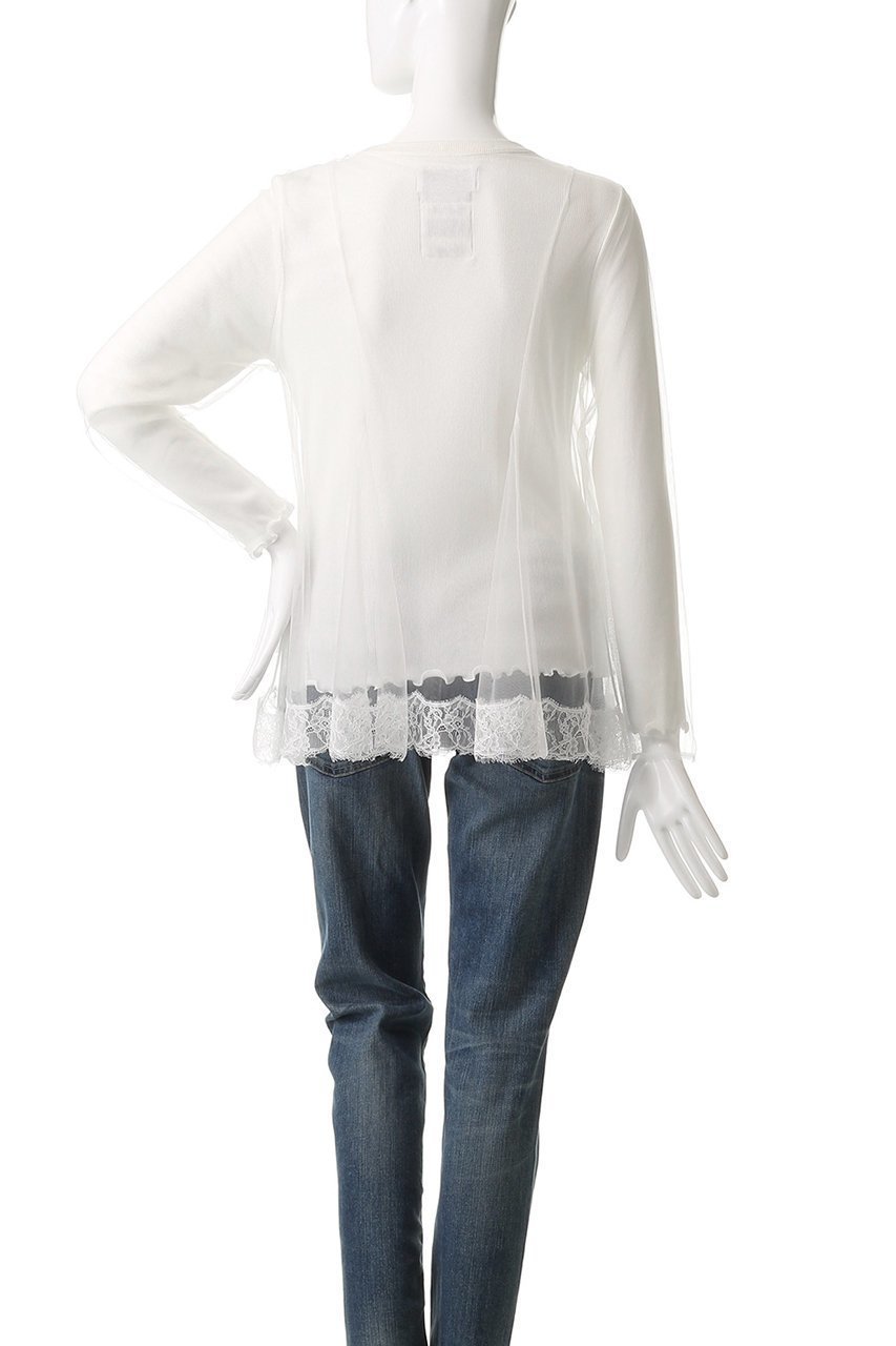 【ミュベール/MUVEIL】のレースチュールフレアーカットソー 人気、トレンドファッション・服の通販 founy(ファニー) 　ファッション　Fashion　レディースファッション　Fashion for Women　トップス・カットソー　Cut & Sew Tops　シャツ・ブラウス・オフィスカジュアル　Elegant Blouses & Button-Ups　ロングTシャツ・Tシャツ　Longline T-Shirts & Tees　カットソー・ベーシックTシャツ　Cut-and-Sewn Tops / Stretch Tees & Basics　2025年　2025　2025-2026秋冬・A/W　Autumn/Winter 2025–26 AW25–26　エアリー　Airy Texture　カットソー　Cut and Sewn Top　シンプル　Simple, Minimal　スリーブ　Sleeve, Long Sleeve / Short Sleeve　チュール　Tulip, Tulip Motif　テレコ　Ribbed, Rib Stitch　フレア　Flare, Flared　ボトム　Bottoms, Lower Wear　ロング　Long, Long-Length　A/W・秋冬　Autumn/Winter　other-4|ID: prp329100004608726 ipo3291000000032947801
