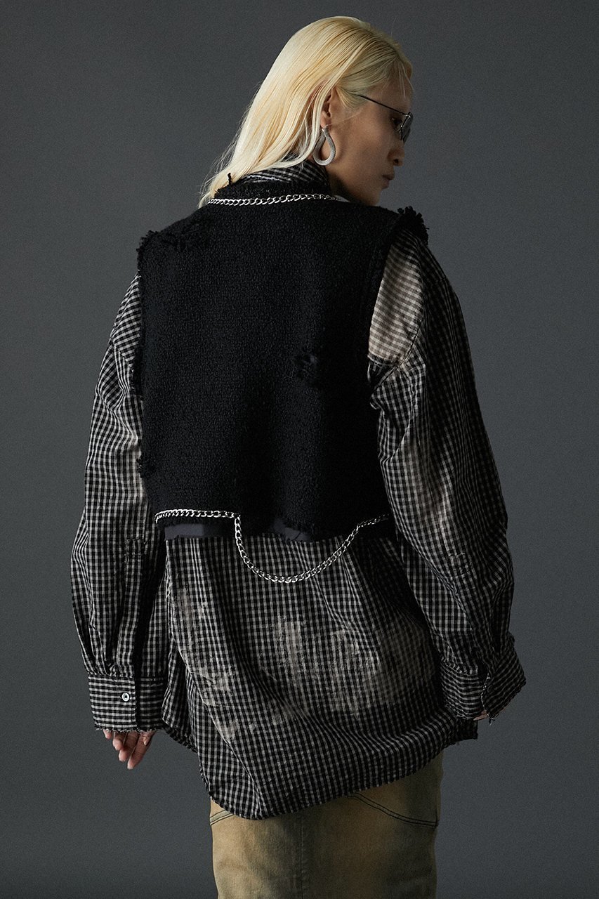 【プランク プロジェクト/PRANK PROJECT】のクロップドツイードベスト / Cropped Tweed Vest 人気、トレンドファッション・服の通販 founy(ファニー) ファッション Fashion レディースファッション Fashion for Women アウター Coat / Outerwear Collection レディースジャケット・軽アウター Jackets おすすめ Recommended / Our Picks クラシカル Classical, Vintage-Inspired ジャケット Jacket, Outerwear ダメージ Distressed, Destroyed チェック Check, Plaid, Tartan チェーン Chain, Chain Strap ツイード Twill, Twill Weave ベスト Vest, Waistcoat other-4|ID: prp329100004608727 ipo3291000000034980437