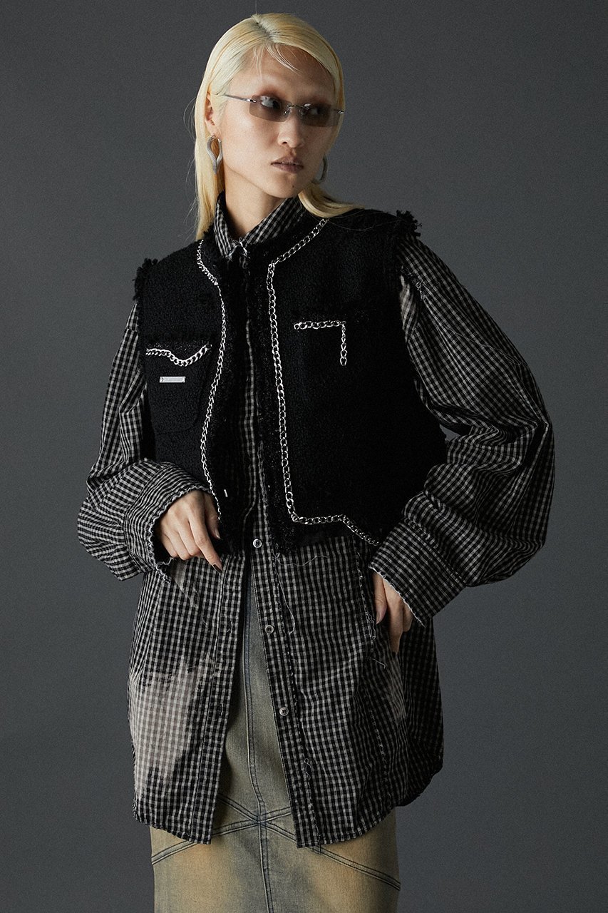 【プランク プロジェクト/PRANK PROJECT】のクロップドツイードベスト / Cropped Tweed Vest 人気、トレンドファッション・服の通販 founy(ファニー) ファッション Fashion レディースファッション Fashion for Women アウター Coat / Outerwear Collection レディースジャケット・軽アウター Jackets おすすめ Recommended / Our Picks クラシカル Classical, Vintage-Inspired ジャケット Jacket, Outerwear ダメージ Distressed, Destroyed チェック Check, Plaid, Tartan チェーン Chain, Chain Strap ツイード Twill, Twill Weave ベスト Vest, Waistcoat other-6|ID: prp329100004608727 ipo3291000000034980439