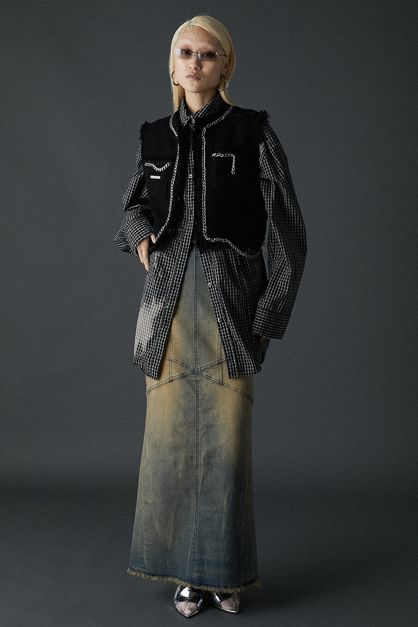 【プランク プロジェクト/PRANK PROJECT】のクロップドツイードベスト / Cropped Tweed Vest 人気、トレンドファッション・服の通販 founy(ファニー) 　ファッション　Fashion　レディースファッション　Fashion for Women　アウター　Coat / Outerwear Collection　レディースジャケット・軽アウター　Jackets　おすすめ　Recommended / Our Picks　クラシカル　Classical, Vintage-Inspired　ジャケット　Jacket, Outerwear　ダメージ　Distressed, Destroyed　チェック　Check, Plaid, Tartan　チェーン　Chain, Chain Strap　ツイード　Twill, Twill Weave　ベスト　Vest, Waistcoat　other-2|ID: prp329100004608727 ipo3291000000035777831