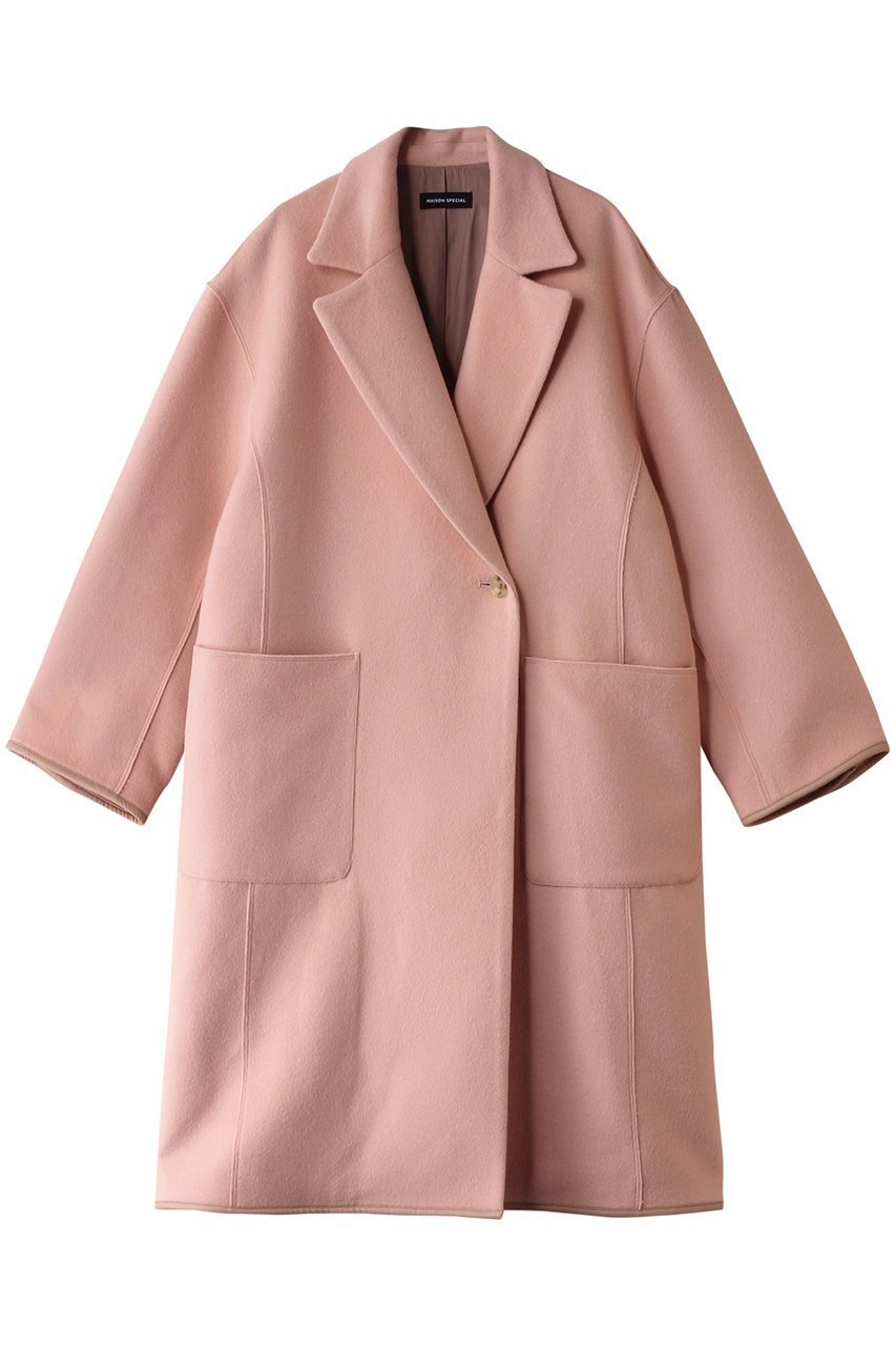 【メゾンスペシャル/MAISON SPECIAL】のCashmere Beaver Chester Coat/カシミヤビーバーチェスターコート インテリア・キッズ・メンズ・レディースファッション・服の通販 founy(ファニー) 　ファッション　Fashion　レディースファッション　Fashion for Women　アウター　Coat / Outerwear Collection　コート・ロングコート・ピーコート　Long Coats, Peacoats & More　チェスターコート・ロング丈アウター　Chester Coats / Chesterfield Long Coats　ダブル　Double, Double-Breasted　チェスターコート　Chester Coat, Long Coat　人気　Popular, Best Seller　パイピング　Piping, Trim Design　ロング　Long, Long-Length　PNK(ピンク)|ID: prp329100004608729 ipo3291000000032947896