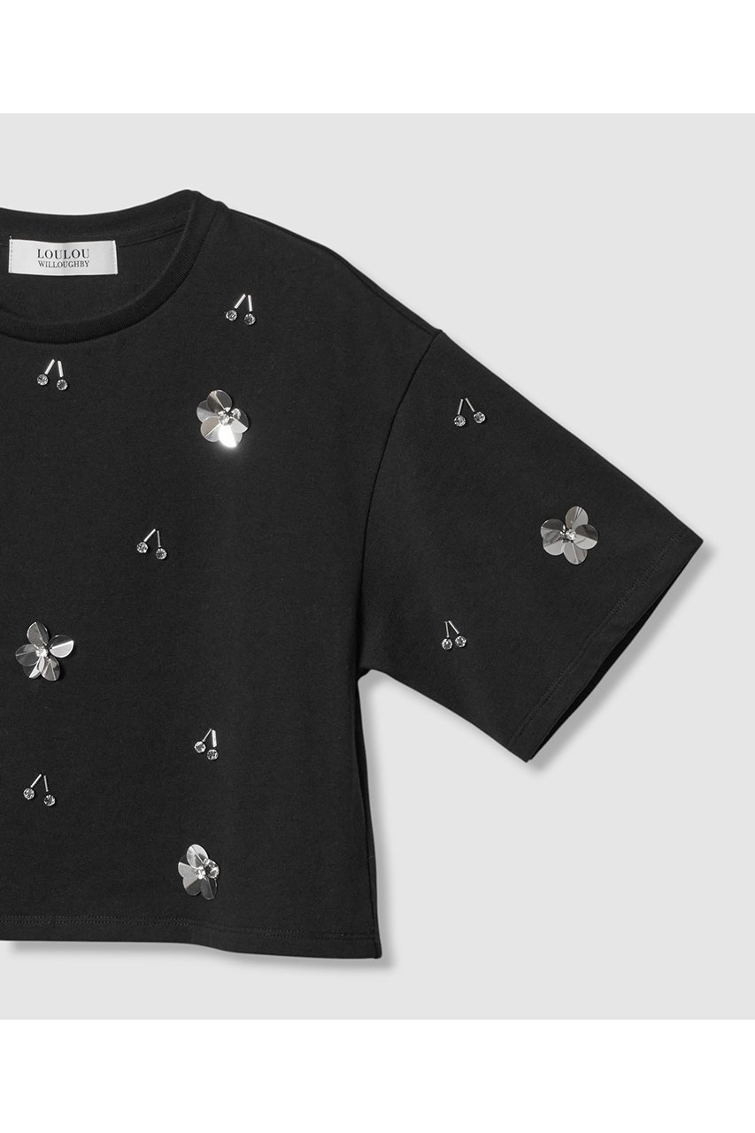 【アルアバイル/allureville】の【Loulou Willoughby】スパンコールTシャツ 人気、トレンドファッション・服の通販 founy(ファニー) 　ファッション　Fashion　レディースファッション　Fashion for Women　トップス・カットソー　Cut & Sew Tops　シャツ・ブラウス・オフィスカジュアル　Elegant Blouses & Button-Ups　ロングTシャツ・Tシャツ　Longline T-Shirts & Tees　カットソー・ベーシックTシャツ　Cut-and-Sewn Tops / Stretch Tees & Basics　ショート　Short, Short Length　スパンコール　Sequins, Sequin Embellishment　スリーブ　Sleeve, Long Sleeve / Short Sleeve　ドロップ　Drop Shoulder, Dropped Style　ビジュー　Bijou, Jewel-like Accent　新作・新入荷　New Arrivals / New In　other-4|ID: prp329100004608732 ipo3291000000032947954