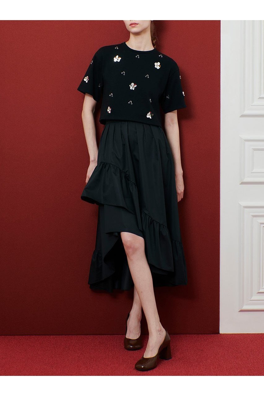 【アルアバイル/allureville】の【Loulou Willoughby】スパンコールTシャツ 人気、トレンドファッション・服の通販 founy(ファニー) 　ファッション　Fashion　レディースファッション　Fashion for Women　トップス・カットソー　Cut & Sew Tops　シャツ・ブラウス・オフィスカジュアル　Elegant Blouses & Button-Ups　ロングTシャツ・Tシャツ　Longline T-Shirts & Tees　カットソー・ベーシックTシャツ　Cut-and-Sewn Tops / Stretch Tees & Basics　ショート　Short, Short Length　スパンコール　Sequins, Sequin Embellishment　スリーブ　Sleeve, Long Sleeve / Short Sleeve　ドロップ　Drop Shoulder, Dropped Style　ビジュー　Bijou, Jewel-like Accent　新作・新入荷　New Arrivals / New In　other-5|ID: prp329100004608732 ipo3291000000032947960