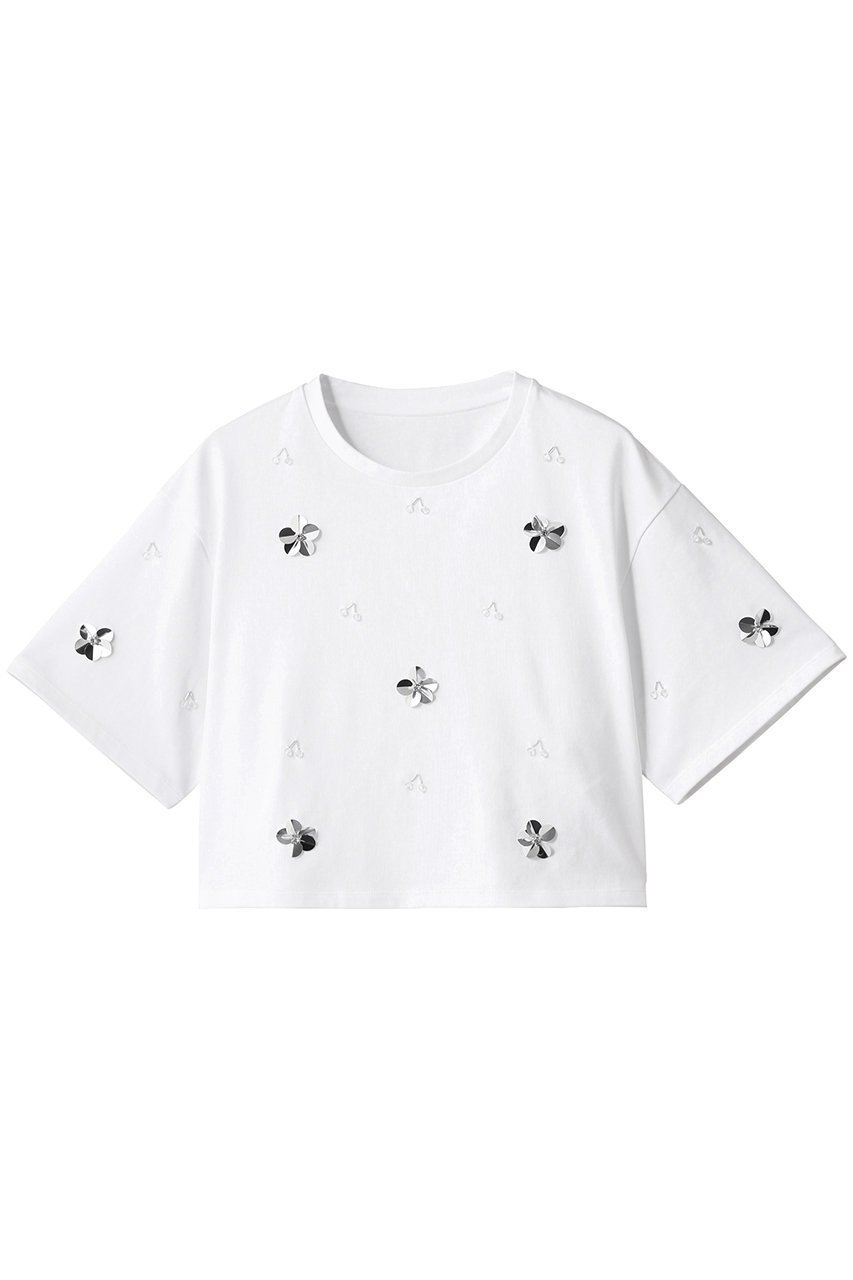【アルアバイル/allureville】の【Loulou Willoughby】スパンコールTシャツ インテリア・キッズ・メンズ・レディースファッション・服の通販 founy(ファニー) 　ファッション　Fashion　レディースファッション　Fashion for Women　トップス・カットソー　Cut & Sew Tops　シャツ・ブラウス・オフィスカジュアル　Elegant Blouses & Button-Ups　ロングTシャツ・Tシャツ　Longline T-Shirts & Tees　カットソー・ベーシックTシャツ　Cut-and-Sewn Tops / Stretch Tees & Basics　ショート　Short, Short Length　スパンコール　Sequins, Sequin Embellishment　スリーブ　Sleeve, Long Sleeve / Short Sleeve　ドロップ　Drop Shoulder, Dropped Style　ビジュー　Bijou, Jewel-like Accent　再入荷　Restock / Back in Stock　オフホワイト|ID: prp329100004608732 ipo3291000000033356698