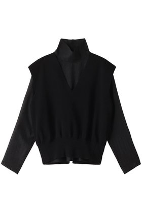 【マノフ/MANOF】のLAYERED KNIT TOPS/トップス 人気、トレンドファッション・服の通販 founy(ファニー) ファッション Fashion レディースファッション Fashion for Women トップス・カットソー Cut & Sew Tops ニット Knit Tops & Sweaters カジュアルプルオーバー・ニットトップス Pullovers & Knit Tops / Casual Pullovers シアー Sheer, See-Through スリーブ Sleeve, Long Sleeve / Short Sleeve ベスト Vest, Waistcoat ロング Long, Long-Length |ID:prp329100004608741