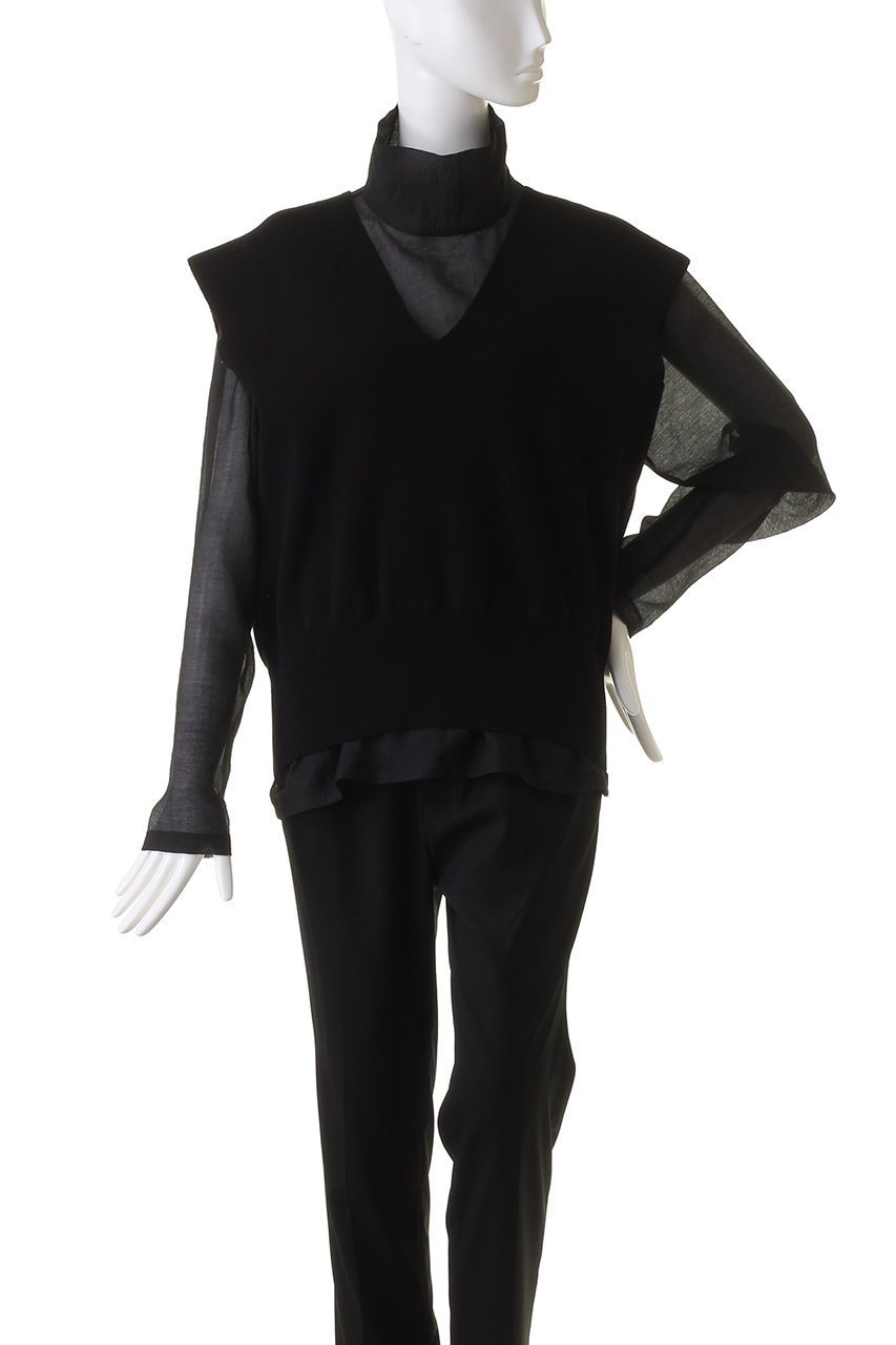 【マノフ/MANOF】のLAYERED KNIT TOPS/トップス 人気、トレンドファッション・服の通販 founy(ファニー) 　ファッション　Fashion　レディースファッション　Fashion for Women　トップス・カットソー　Cut & Sew Tops　ニット　Knit Tops & Sweaters　カジュアルプルオーバー・ニットトップス　Pullovers & Knit Tops / Casual Pullovers　シアー　Sheer, See-Through　スリーブ　Sleeve, Long Sleeve / Short Sleeve　ベスト　Vest, Waistcoat　ロング　Long, Long-Length　other-2|ID: prp329100004608741 ipo3291000000032948183