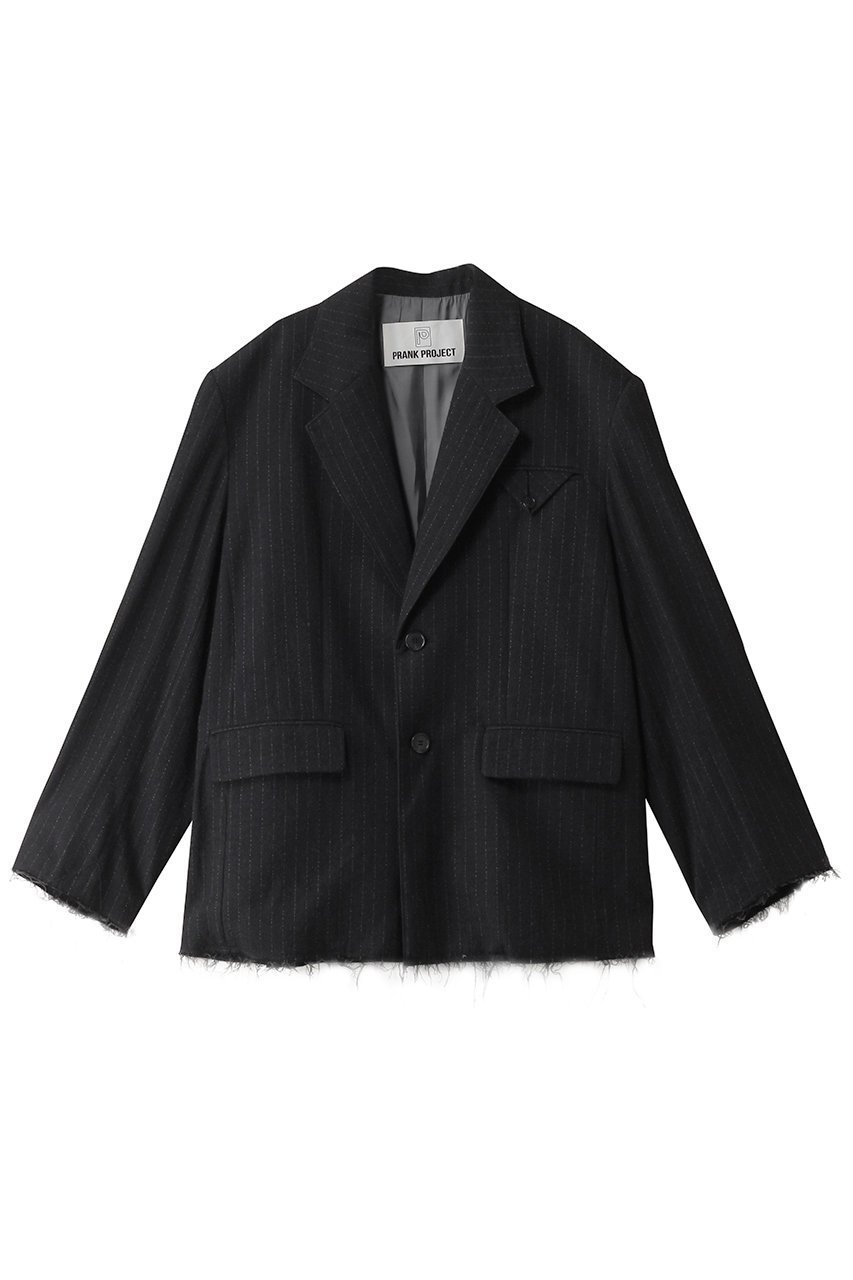 【プランク プロジェクト/PRANK PROJECT】のローヘムジャケット / Low Hem Jacket インテリア・キッズ・メンズ・レディースファッション・服の通販 founy(ファニー) 　ファッション　Fashion　レディースファッション　Fashion for Women　アウター　Coat / Outerwear Collection　レディースジャケット・軽アウター　Jackets　アンゴラ　Angora Knitwear　カットオフ　Cut-Off Design　シルク　Silk, 100% Silk　ジャケット　Jacket, Outerwear　ストライプ　Stripe, Striped Pattern　セットアップ　Set-Up, Coordinated Outfit　チェック　Check, Plaid, Tartan　ポケット　Pocket, Pocket Detail　ワッシャー　Washer, Crinkled Finish　C.GRY(チャコールグレー)|ID: prp329100004608743 ipo3291000000034980443