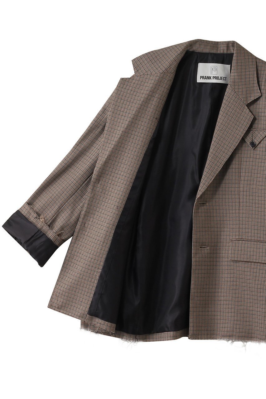 【プランク プロジェクト/PRANK PROJECT】のローヘムジャケット / Low Hem Jacket 人気、トレンドファッション・服の通販 founy(ファニー) 　ファッション　Fashion　レディースファッション　Fashion for Women　アウター　Coat / Outerwear Collection　レディースジャケット・軽アウター　Jackets　アンゴラ　Angora Knitwear　カットオフ　Cut-Off Design　シルク　Silk, 100% Silk　ジャケット　Jacket, Outerwear　ストライプ　Stripe, Striped Pattern　セットアップ　Set-Up, Coordinated Outfit　チェック　Check, Plaid, Tartan　ポケット　Pocket, Pocket Detail　ワッシャー　Washer, Crinkled Finish　other-6|ID: prp329100004608743 ipo3291000000034980448