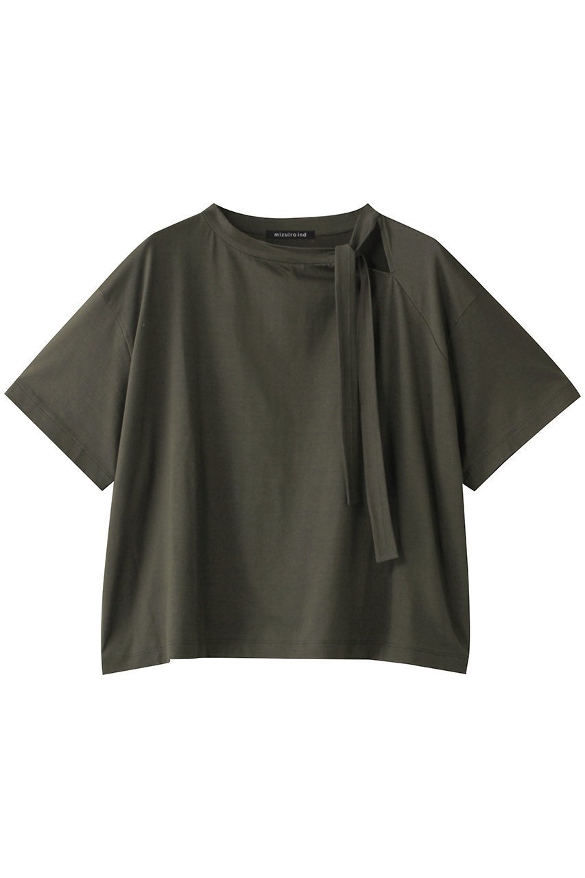 【ミズイロ インド/mizuiro ind】のribbon collar T Tシャツ インテリア・キッズ・メンズ・レディースファッション・服の通販 founy(ファニー) 　ファッション　Fashion　レディースファッション　Fashion for Women　トップス・カットソー　Cut & Sew Tops　シャツ・ブラウス・オフィスカジュアル　Elegant Blouses & Button-Ups　ロングTシャツ・Tシャツ　Longline T-Shirts & Tees　カットソー・ベーシックTシャツ　Cut-and-Sewn Tops / Stretch Tees & Basics　ショート　Short, Short Length　シンプル　Simple, Minimal　スリーブ　Sleeve, Long Sleeve / Short Sleeve　トレンド　Trend, Trending Now　バランス　Balance, Style Balance　フェミニン　Feminine, Girly　リボン　Ribbon, Bow　ワイド　Wide, Wide Fit　新作・新入荷　New Arrivals / New In　c.gray|ID: prp329100004608744 ipo3291000000032948255