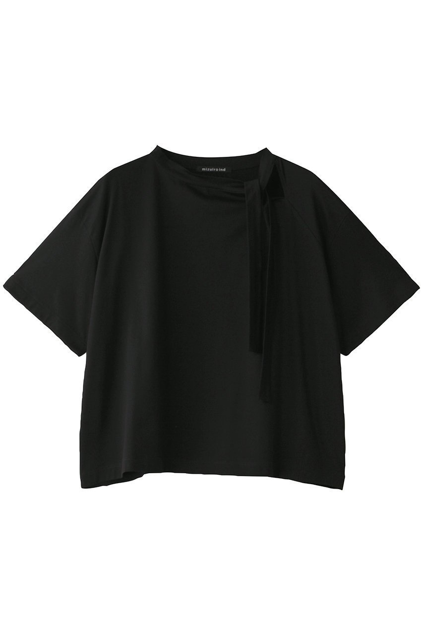 【ミズイロ インド/mizuiro ind】のribbon collar T Tシャツ インテリア・キッズ・メンズ・レディースファッション・服の通販 founy(ファニー) 　ファッション　Fashion　レディースファッション　Fashion for Women　トップス・カットソー　Cut & Sew Tops　シャツ・ブラウス・オフィスカジュアル　Elegant Blouses & Button-Ups　ロングTシャツ・Tシャツ　Longline T-Shirts & Tees　カットソー・ベーシックTシャツ　Cut-and-Sewn Tops / Stretch Tees & Basics　ショート　Short, Short Length　シンプル　Simple, Minimal　スリーブ　Sleeve, Long Sleeve / Short Sleeve　トレンド　Trend, Trending Now　バランス　Balance, Style Balance　フェミニン　Feminine, Girly　リボン　Ribbon, Bow　ワイド　Wide, Wide Fit　新作・新入荷　New Arrivals / New In　black|ID: prp329100004608744 ipo3291000000032948260