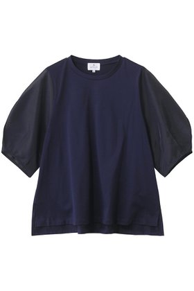 【ランバン オン ブルー/LANVIN en Bleu】のシアーコクーンスリーブコンビカットソー 人気、トレンドファッション・服の通販 founy(ファニー) ファッション Fashion レディースファッション Fashion for Women トップス・カットソー Cut & Sew Tops シャツ・ブラウス・オフィスカジュアル Elegant Blouses & Button-Ups ロングTシャツ・Tシャツ Longline T-Shirts & Tees カットソー・ベーシックTシャツ Cut-and-Sewn Tops / Stretch Tees & Basics カットソー Cut and Sewn Top コンシャス Conscious, Bodycon シアー Sheer, See-Through ショート Short, Short Length シンプル Simple, Minimal スリーブ Sleeve, Long Sleeve / Short Sleeve ボトム Bottoms, Lower Wear 新作・新入荷 New Arrivals / New In |ID:prp329100004608746
