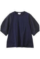 【ランバン オン ブルー/LANVIN en Bleu】のシアーコクーンスリーブコンビカットソー ネイビー|ID:prp329100004608746