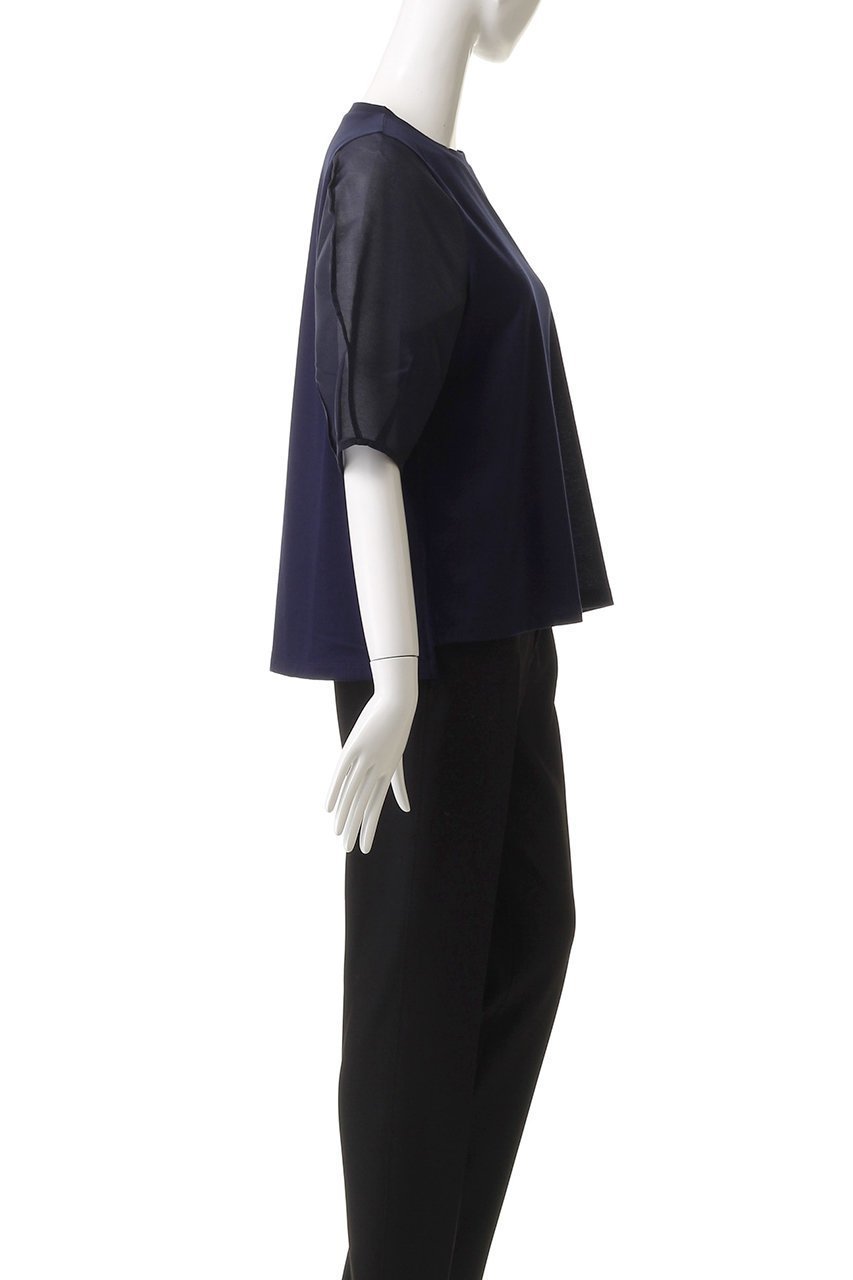 【ランバン オン ブルー/LANVIN en Bleu】のシアーコクーンスリーブコンビカットソー 人気、トレンドファッション・服の通販 founy(ファニー) ファッション Fashion レディースファッション Fashion for Women トップス・カットソー Cut & Sew Tops シャツ・ブラウス・オフィスカジュアル Elegant Blouses & Button-Ups ロングTシャツ・Tシャツ Longline T-Shirts & Tees カットソー・ベーシックTシャツ Cut-and-Sewn Tops / Stretch Tees & Basics カットソー Cut and Sewn Top コンシャス Conscious, Bodycon シアー Sheer, See-Through ショート Short, Short Length シンプル Simple, Minimal スリーブ Sleeve, Long Sleeve / Short Sleeve ボトム Bottoms, Lower Wear other-3|ID: prp329100004608746 ipo3291000000036076410