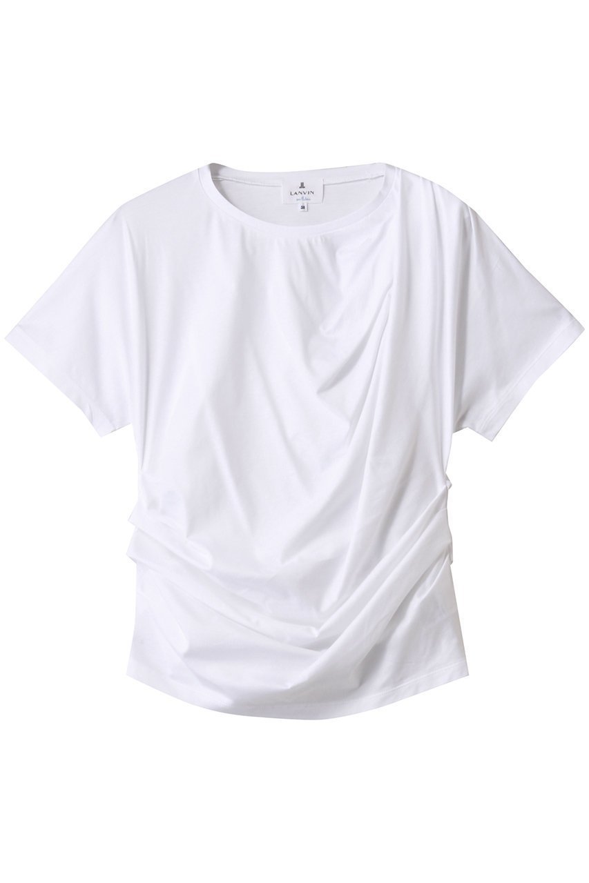 【ランバン オン ブルー/LANVIN en Bleu】のタックドレープカットソー インテリア・キッズ・メンズ・レディースファッション・服の通販 founy(ファニー) 　ファッション　Fashion　レディースファッション　Fashion for Women　トップス・カットソー　Cut & Sew Tops　シャツ・ブラウス・オフィスカジュアル　Elegant Blouses & Button-Ups　ロングTシャツ・Tシャツ　Longline T-Shirts & Tees　カットソー・ベーシックTシャツ　Cut-and-Sewn Tops / Stretch Tees & Basics　アシンメトリー　Asymmetrical Style　エレガント 上品　Elegant　カットソー　Cut and Sewn Top　コンパクト　Compact, Small Size　シェイプ　Shape, Slim Fit　ショート　Short, Short Length　スリーブ　Sleeve, Long Sleeve / Short Sleeve　ドレープ　Drape, Draping Fabric　ランダム　Random, Irregular　オフ|ID: prp329100004608747 ipo3291000000035964003