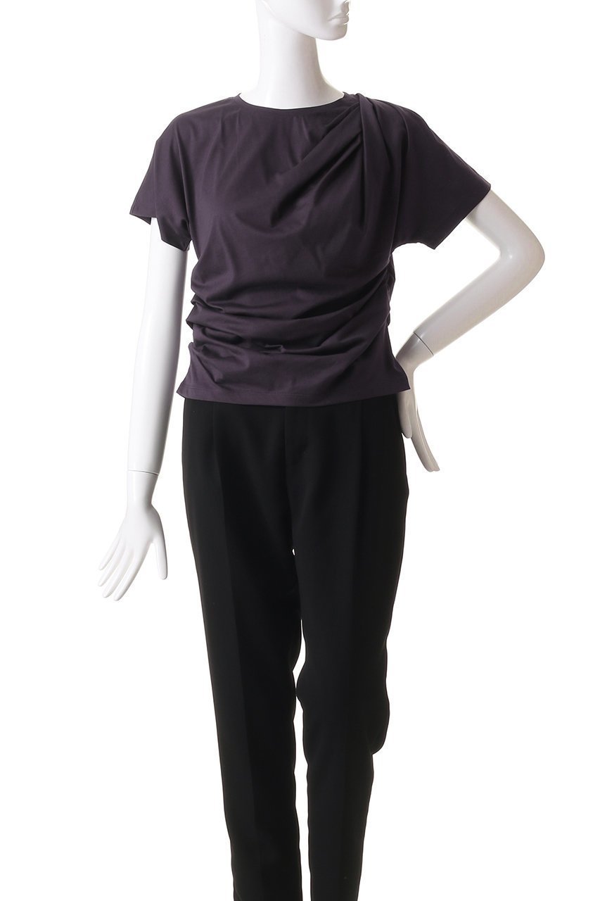 【ランバン オン ブルー/LANVIN en Bleu】のタックドレープカットソー 人気、トレンドファッション・服の通販 founy(ファニー) 　ファッション　Fashion　レディースファッション　Fashion for Women　トップス・カットソー　Cut & Sew Tops　シャツ・ブラウス・オフィスカジュアル　Elegant Blouses & Button-Ups　ロングTシャツ・Tシャツ　Longline T-Shirts & Tees　カットソー・ベーシックTシャツ　Cut-and-Sewn Tops / Stretch Tees & Basics　アシンメトリー　Asymmetrical Style　エレガント 上品　Elegant　カットソー　Cut and Sewn Top　コンパクト　Compact, Small Size　シェイプ　Shape, Slim Fit　ショート　Short, Short Length　スリーブ　Sleeve, Long Sleeve / Short Sleeve　ドレープ　Drape, Draping Fabric　ランダム　Random, Irregular　other-2|ID: prp329100004608747 ipo3291000000035964005